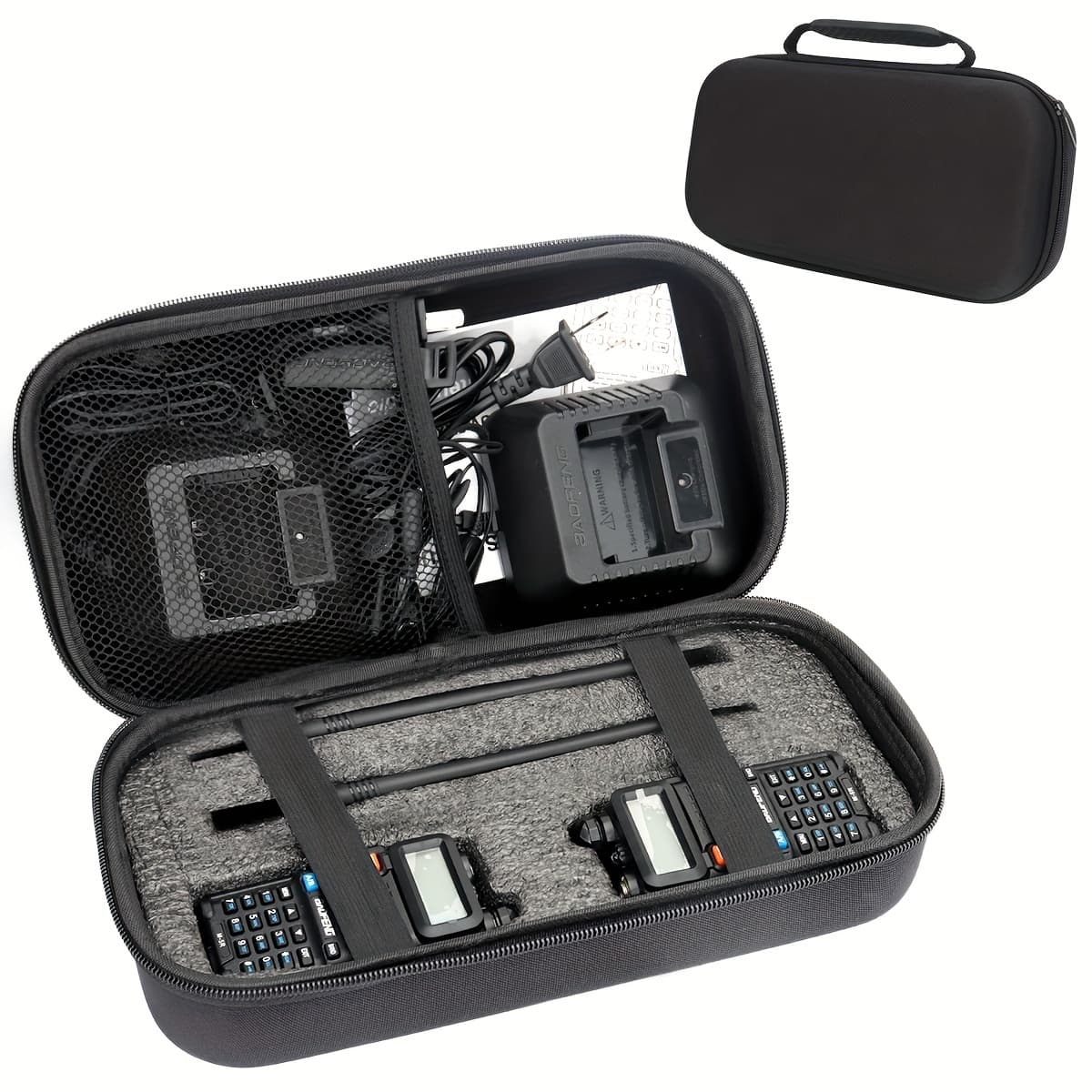 TEMU Baofeng Walkie Talkie Case Holder Handheld Radios Hard Storage Carrying Case For Bf-f8hp Gm-15 Pro Uv-5ra + Plus Uv-5re Gt-5r Bf-888s Uv-s9 Plus And Radio Accessories(bag Only)