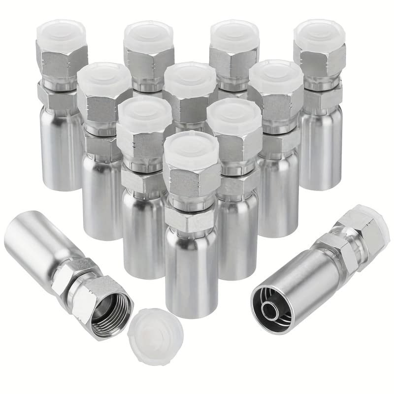 TEMU 12 Pack 3/8" Hydraulic Hose Fittings, 3/8" I.d. Hose X 1/2" Jic 37° Female With Protection Cover Hydraulic Hose End Swivel Crimp Fitting Kits