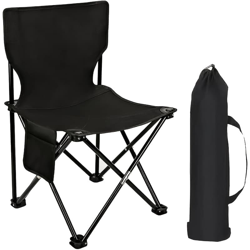 TEMU Lightweight Collapsible Chair For Adults | Convenient With Carrying Bag | Perfect For Hiking, Picnics, Camping, And The Beach (black) (23"d X 14.2"w X 14.2"h)