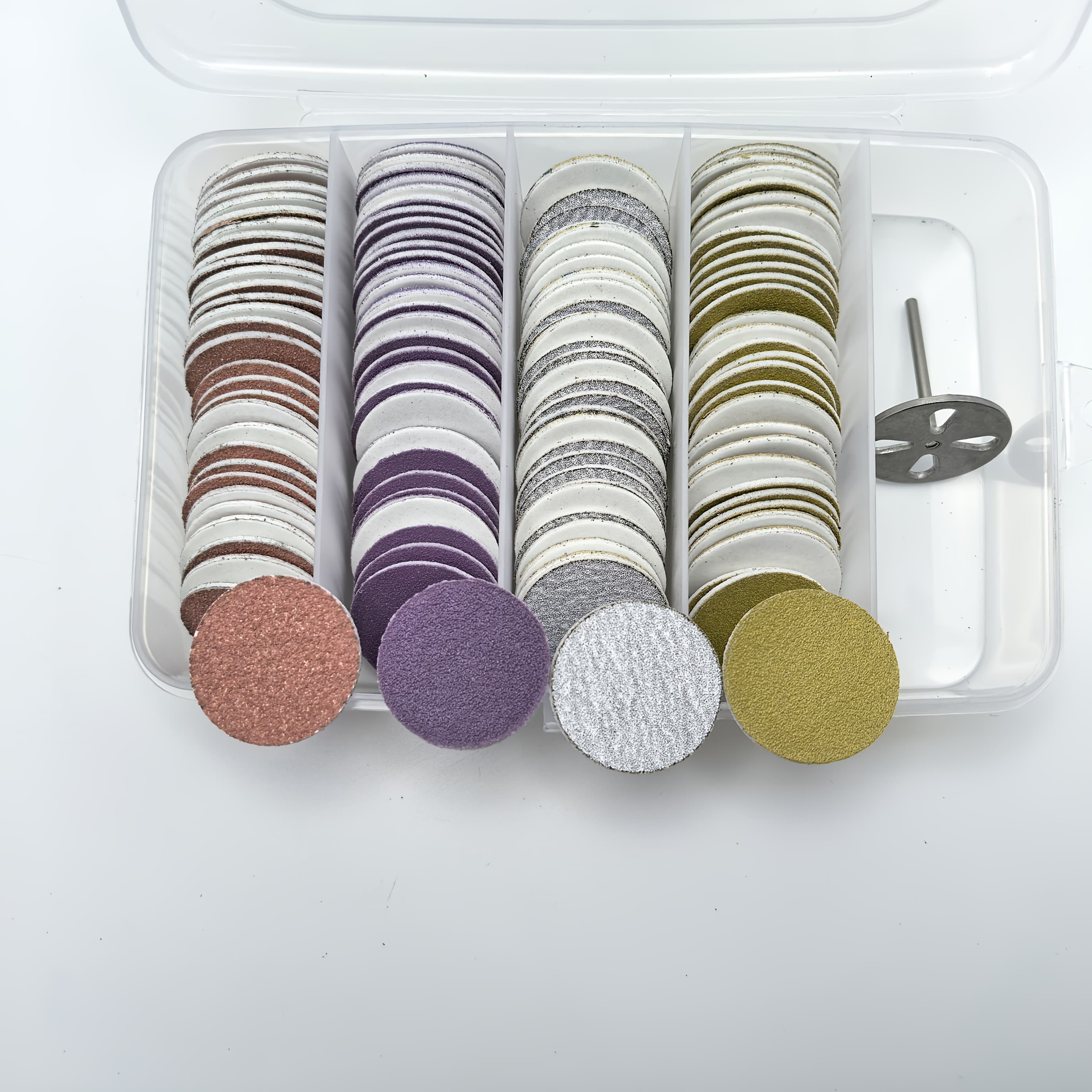 TEMU 120pcs 25mm Sanding Discs With Stainless Steel | 80/120/180/240 Grit Assorted | Electric Pedicure & Manicure Replacement Sandpaper Pads | Remover Foot Care Tool ()