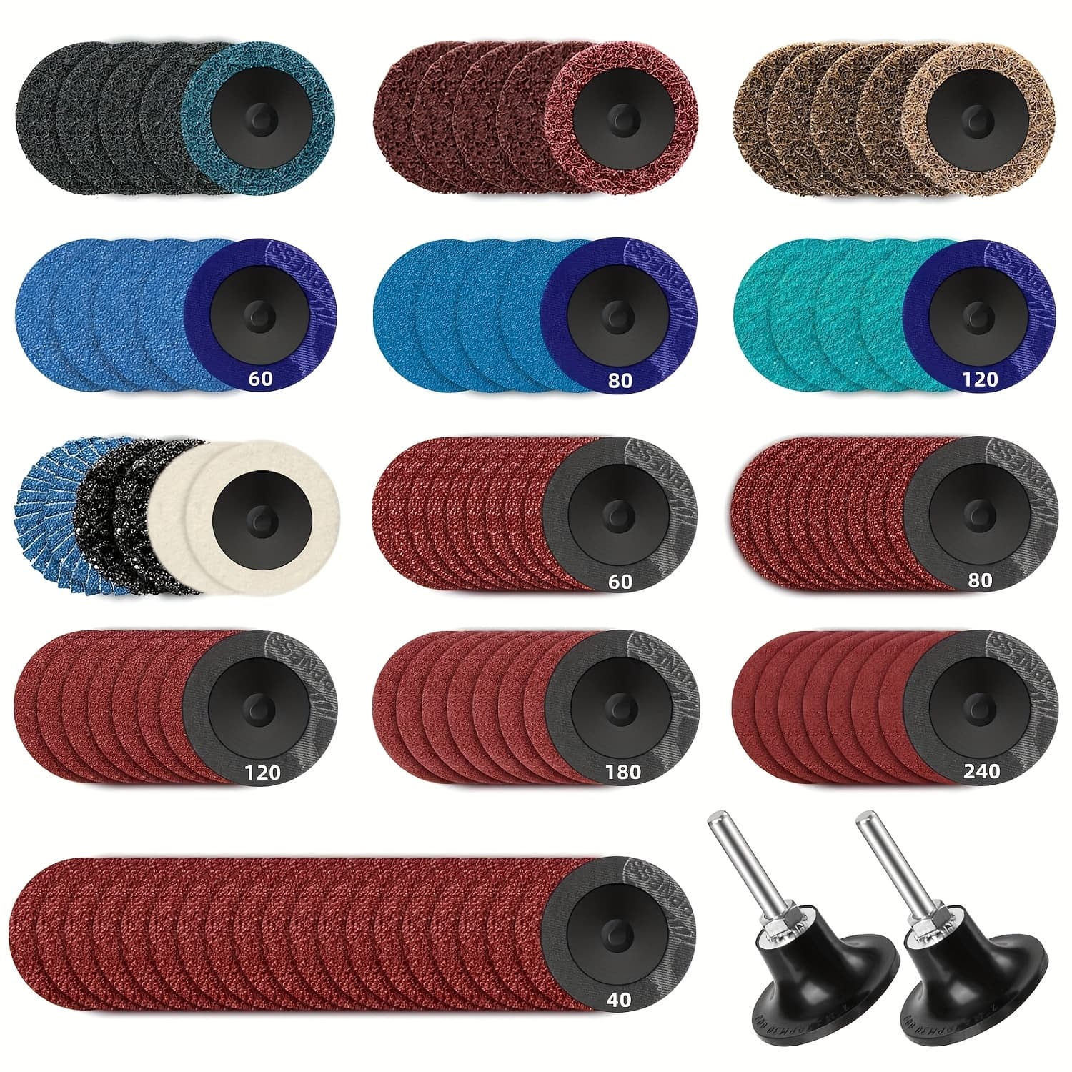 TEMU 108pcs Sanding Discs Set, 2 Inch Discs With 1/4 Inch Holder, Surface Conditioning Disc For Die Grinder Surface Prep Strip Grind Polish Burr Finish Rust Paint Removal