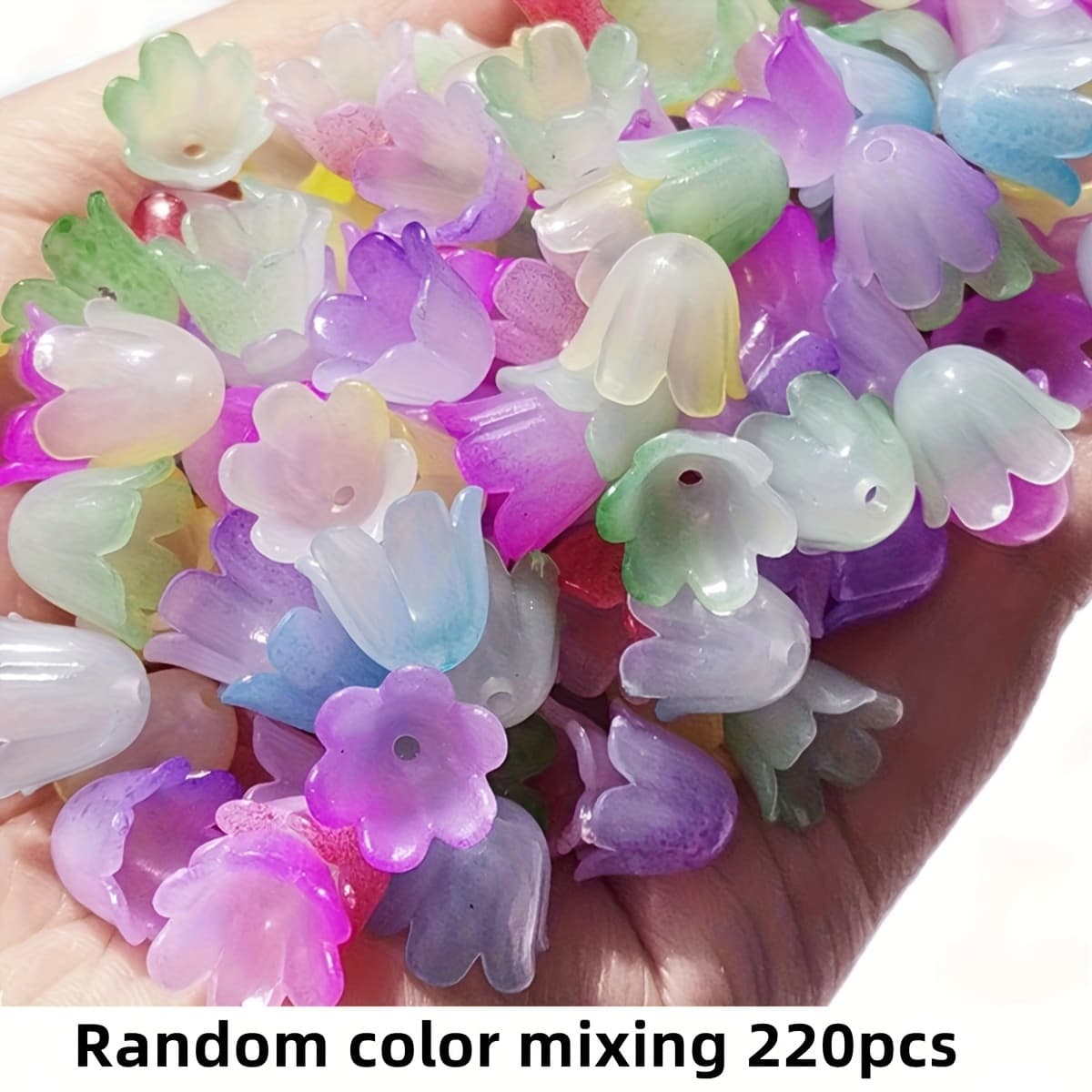 TEMU 220/110pcs 11mm Random Colors Wind Chimes Loose Beads Transparent Gradient With Small Hole Spacer Beads For Jewelry Necklace Bracelet Making