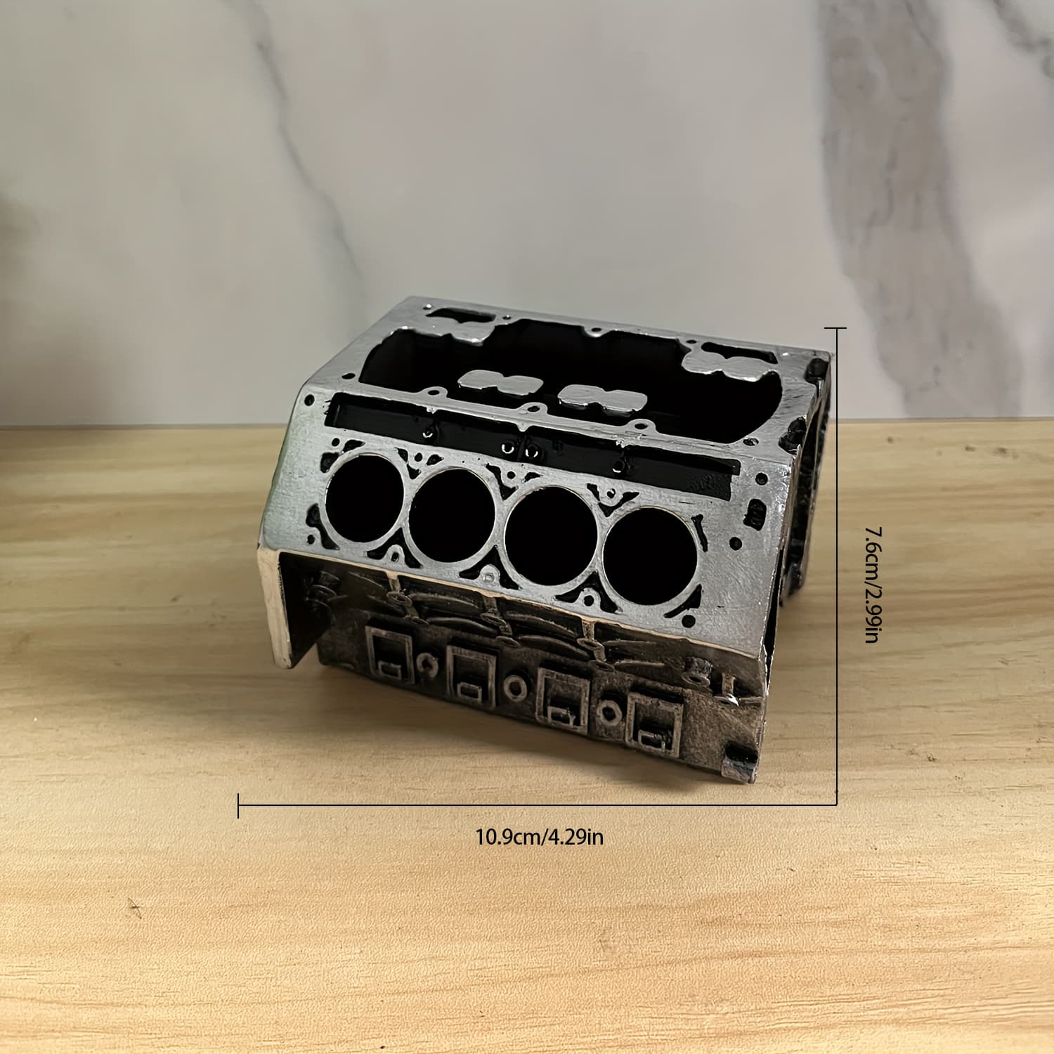 TEMU 1-of-a-kind Engine Cylinder Resin Desk Organizer - Sleek Business Card Holder & Pen Slot, Abs Resin, Ideal For Decor, Desk Accessories Office