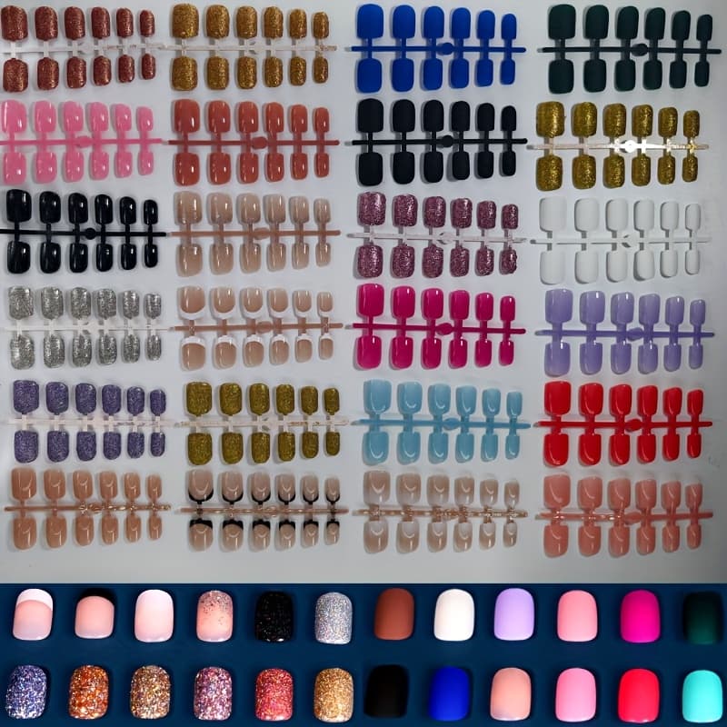 TEMU 288pcs Press-on Nails, Short Square Nail Tips, In French Tip And Gradient Styles, With Glossy And Matte . Are 24 Sets Of Combination Nail Tips