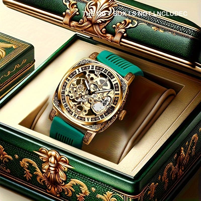 TEMU ' Tape Vintage British Gentleman Carved Fully Automatic Mechanical Watch