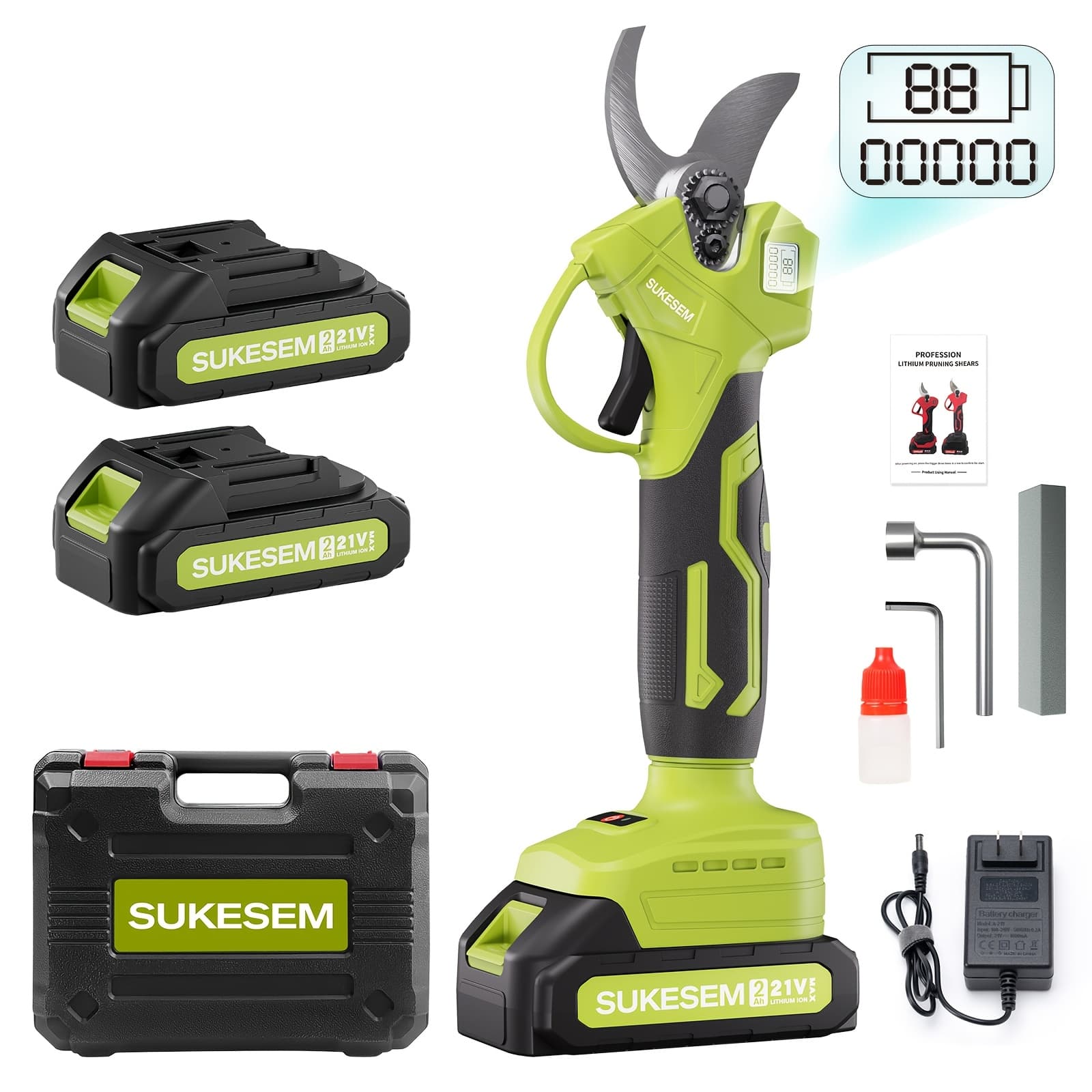 TEMU Electric Pruning Shears, With 2 Rechargeable Lithium Batteries And An Lcd Display Screen, Suitable For Garden Tree Pruning, Branch Trimming, Garden Landscape , And Courtyard Decoration