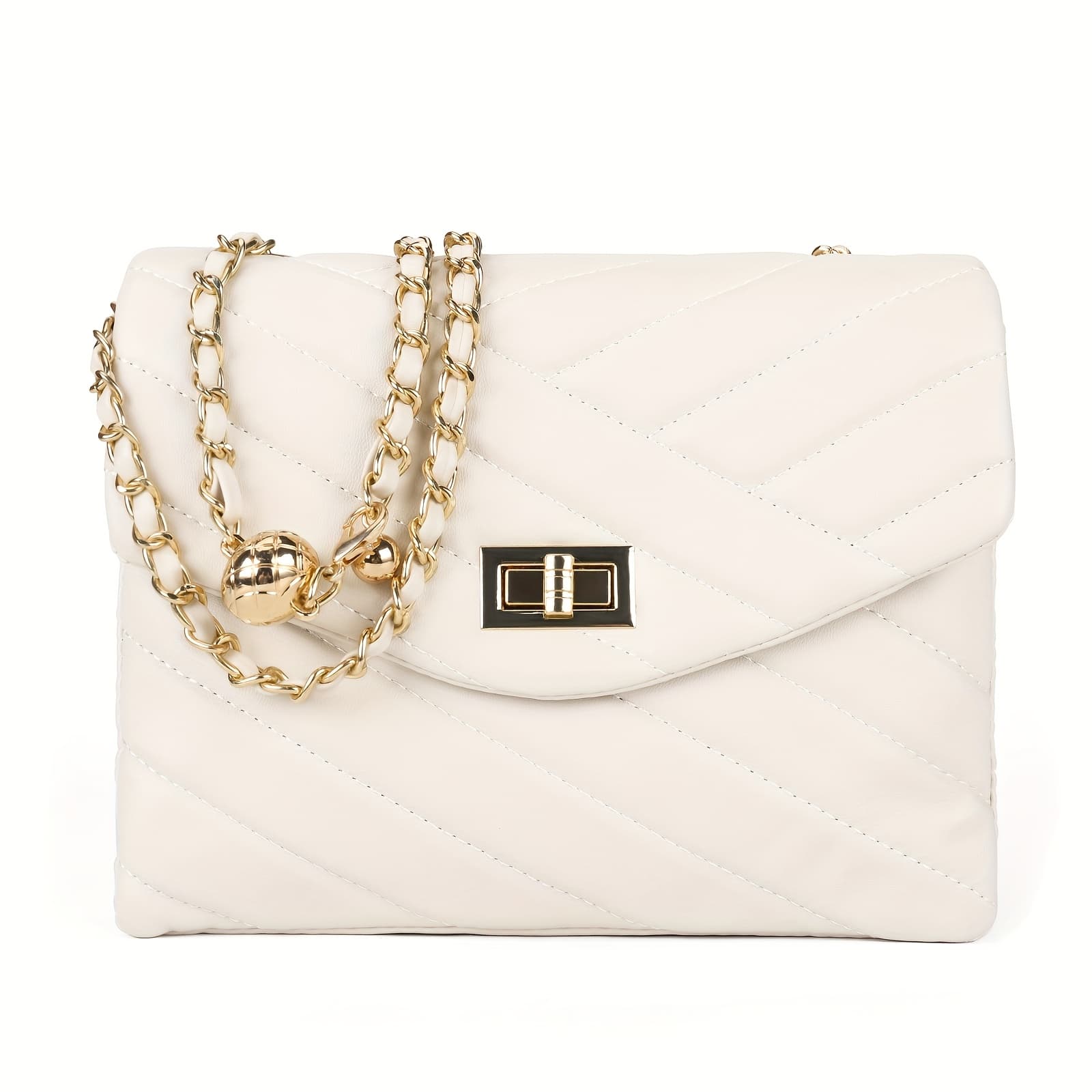 TEMU Diamond Lattice Soft Chain Bag, Leisure And Easy With Pu Ladies Crossbody Bag