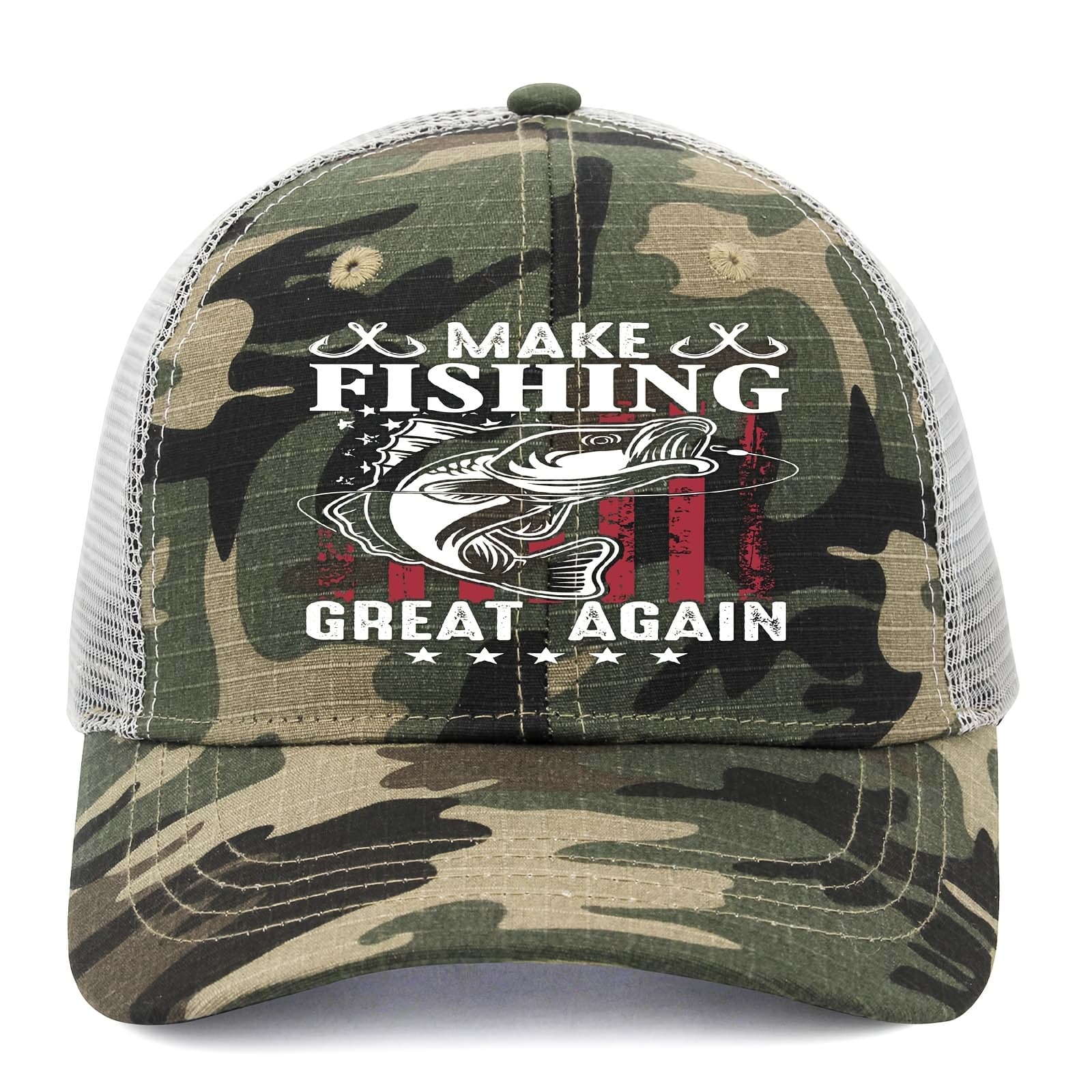 TEMU 1pc Of Camouflage Trucker - Fishing Camo Baseball Hat For Men And Women - Breathable Mesh And For Casual Wear