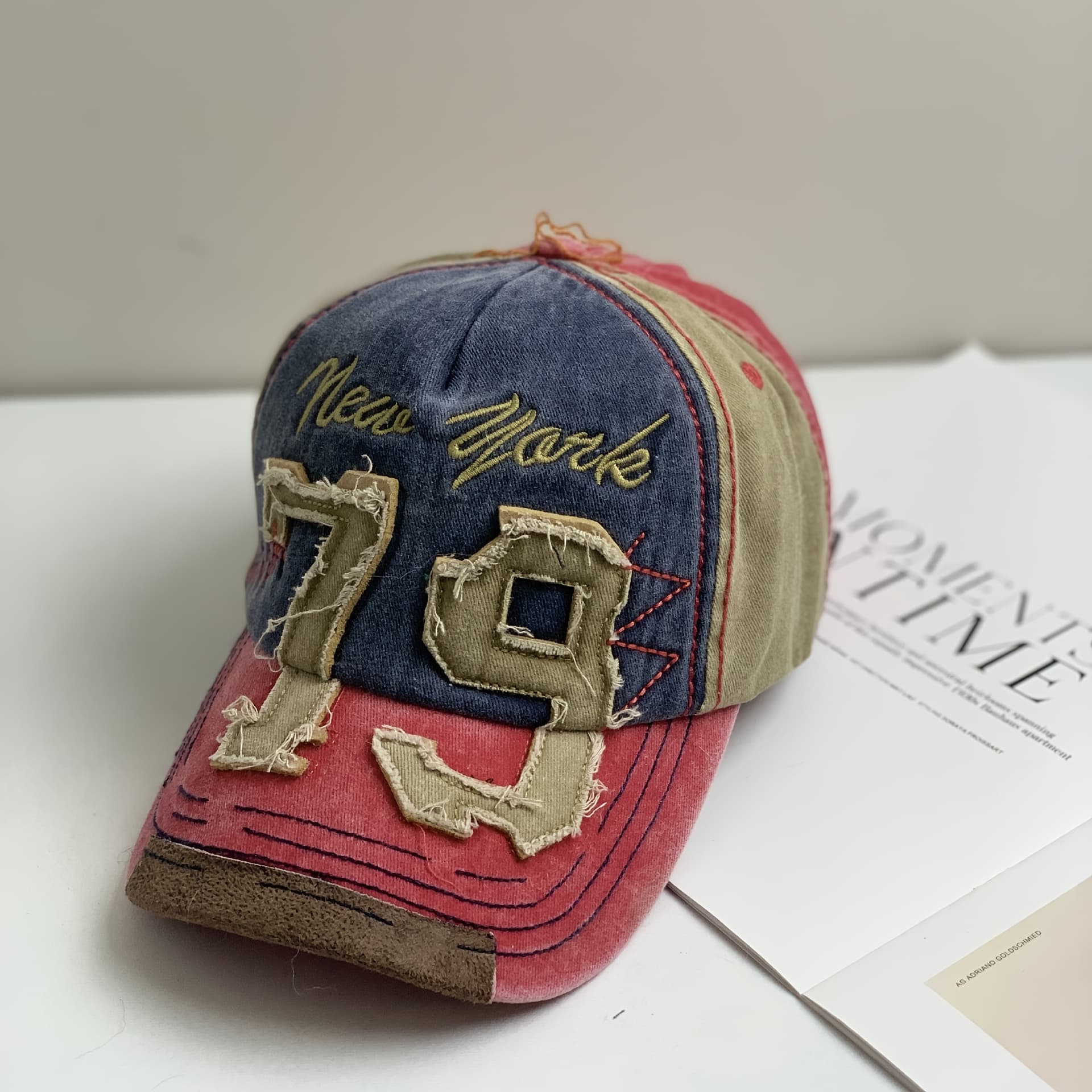 TEMU Vintage Washed Distressed Letter Embroidery "new 79" Duckbill , Stylish And Versatile Baseball , Couple's Matching Curved Brim Hat, Multiple Colors