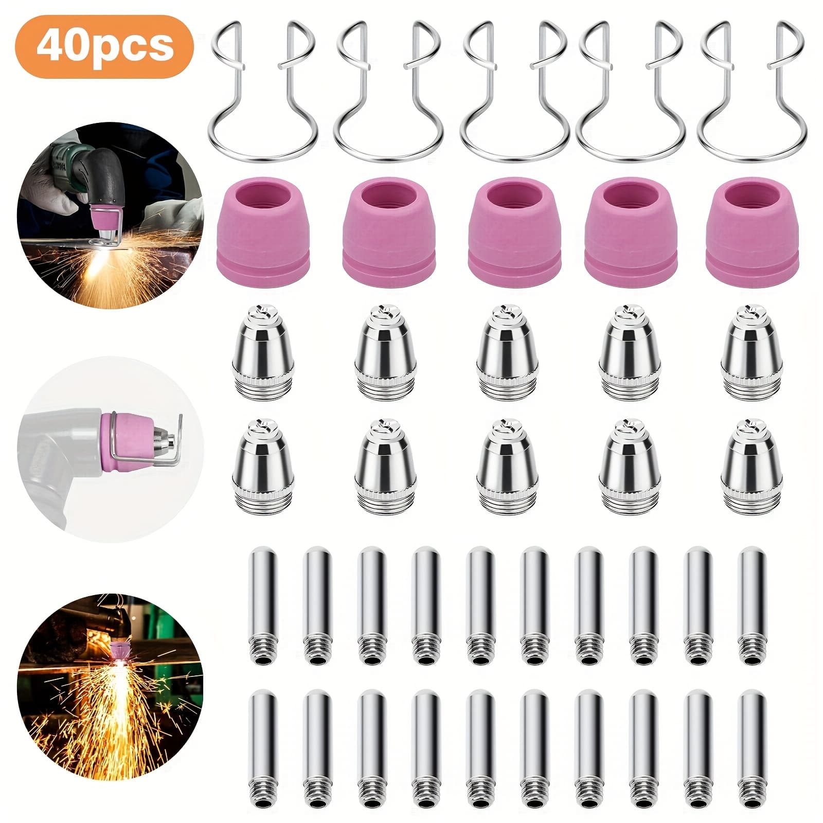 TEMU Set Of 40 Durable Additions, Including Precise Cutting Nozzles And Long-lasting Electrodes, Suitable For /, Designed For Industrial Welding And Metalworking