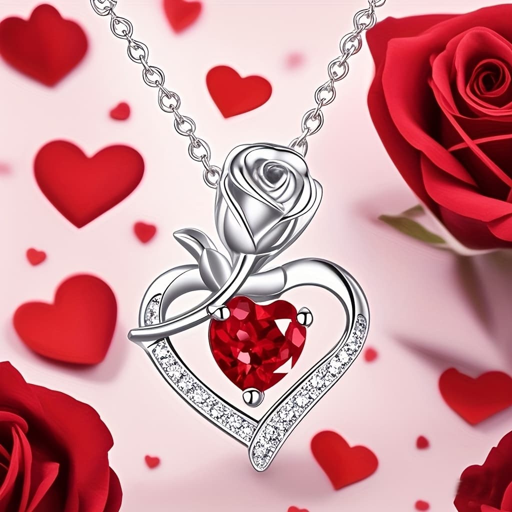 TEMU 925 Heart Pendant Necklace (), Jewelry Gift For Mother, Wife, Lover, Daughter, Girlfriend, Best Friend - For Valentine's Day, Anniversary, And Special Occasions
