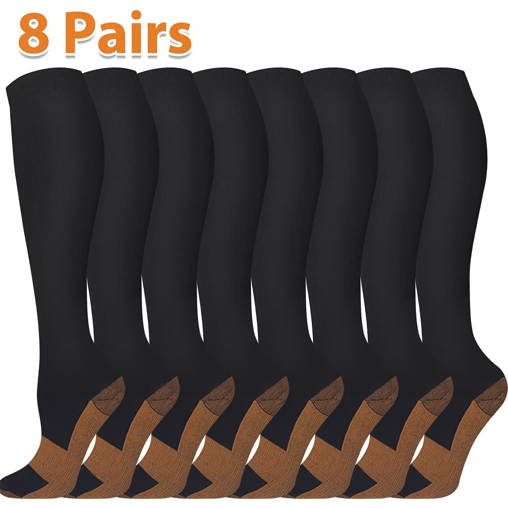 TEMU (8-pair Pack) Compression Socks Essential For Prolonged Standing Suitable For Men And Women Support For Nursing, Running, Sports And Travel