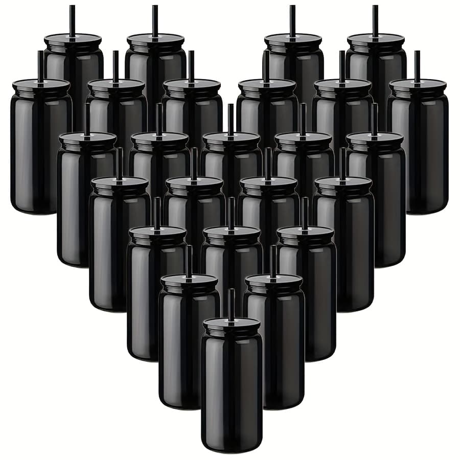 TEMU 25 Pack 16oz Black Plastic Sports Water Cups - Reusable Portable Coffee Mugs, Easy To Clean Picnic & Party Cups, Ideal For Camping, Birthdays, Anniversaries, Halloween, New Year, Diy Projects