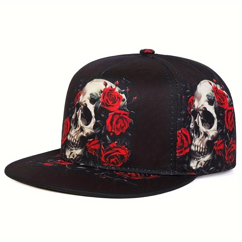 TEMU High Quality Printed Rose Skull Pattern Baseball Neutral Wind For Women Fashionable Vintage Visor For Men