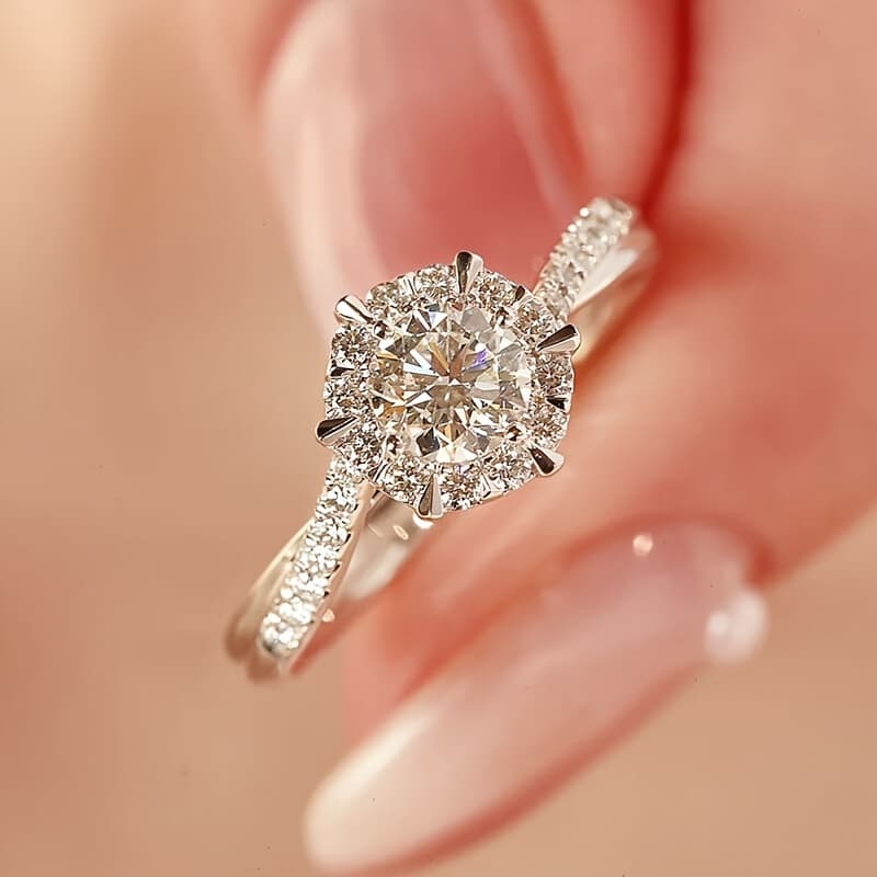 TEMU Exquisite And Elegant 4-prong Round Synthetic Zirconia Ring, Bridal Engagement Wedding Jewelry, Ladies' Wedding Proposal Party Jewelry, Valentine's Day Gift For A