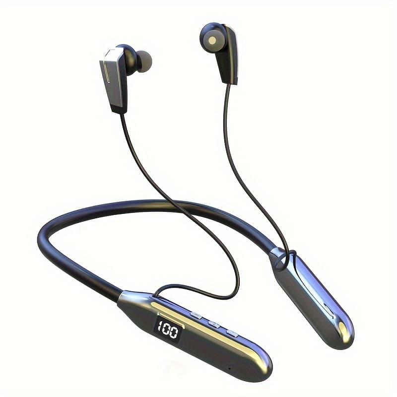 TEMU Wireless Neckband Headphones With An Extended 24-hour Playtime, Featuring Stereo Earbuds With A Microphone, Designed For Sports And Workouts