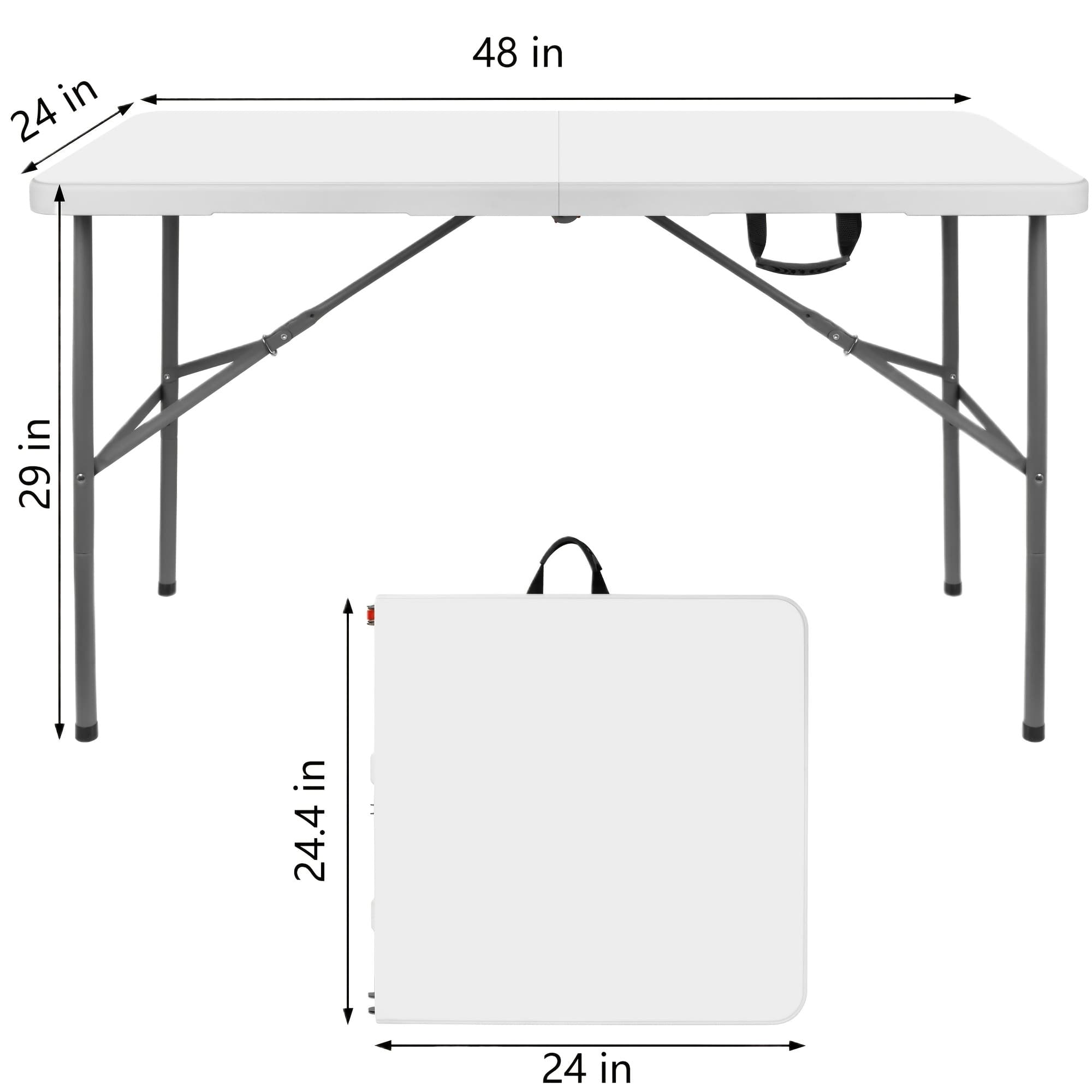TEMU 4 Feet/ 6 Feet Folding Table With Locking Mechanism, Heavy-duty & Lightweight Portable Outdoor Table For , Camping, Dining, Outdoor Events And Parties - White