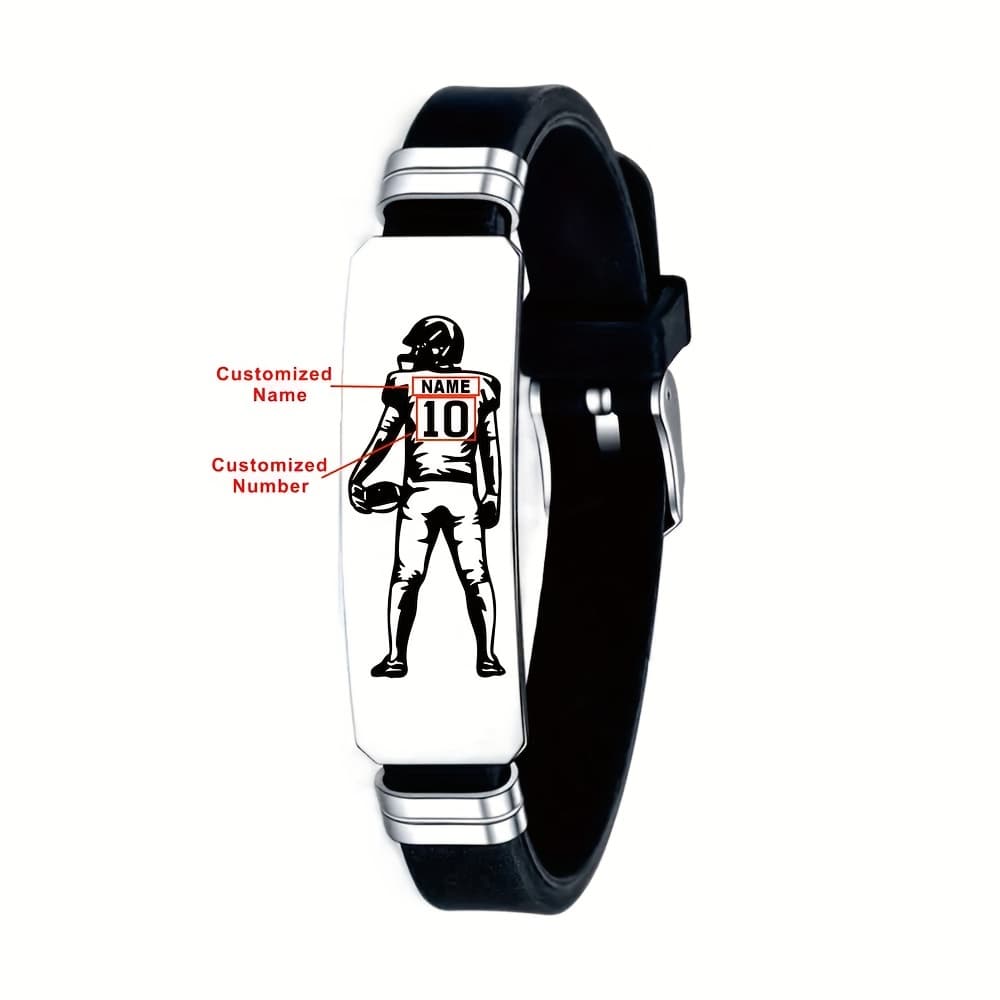 TEMU Personalized 304 Stainless Steel Bracelet, The Perfect Football Enthusiasts, A Holiday Or Birthday Present For And , A Game Souvenir, And A Team Commemorative Gift