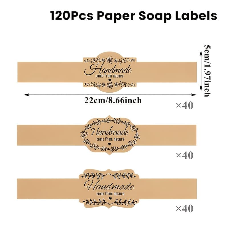TEMU 120pcs, Paper Soap Labels, Seal&stickers, Brown Wreath Pattern Paper Soap Tag Stickers, Packaging, Soap Making, New Year Party Decor, Birthday Party Gifts, Party Favors