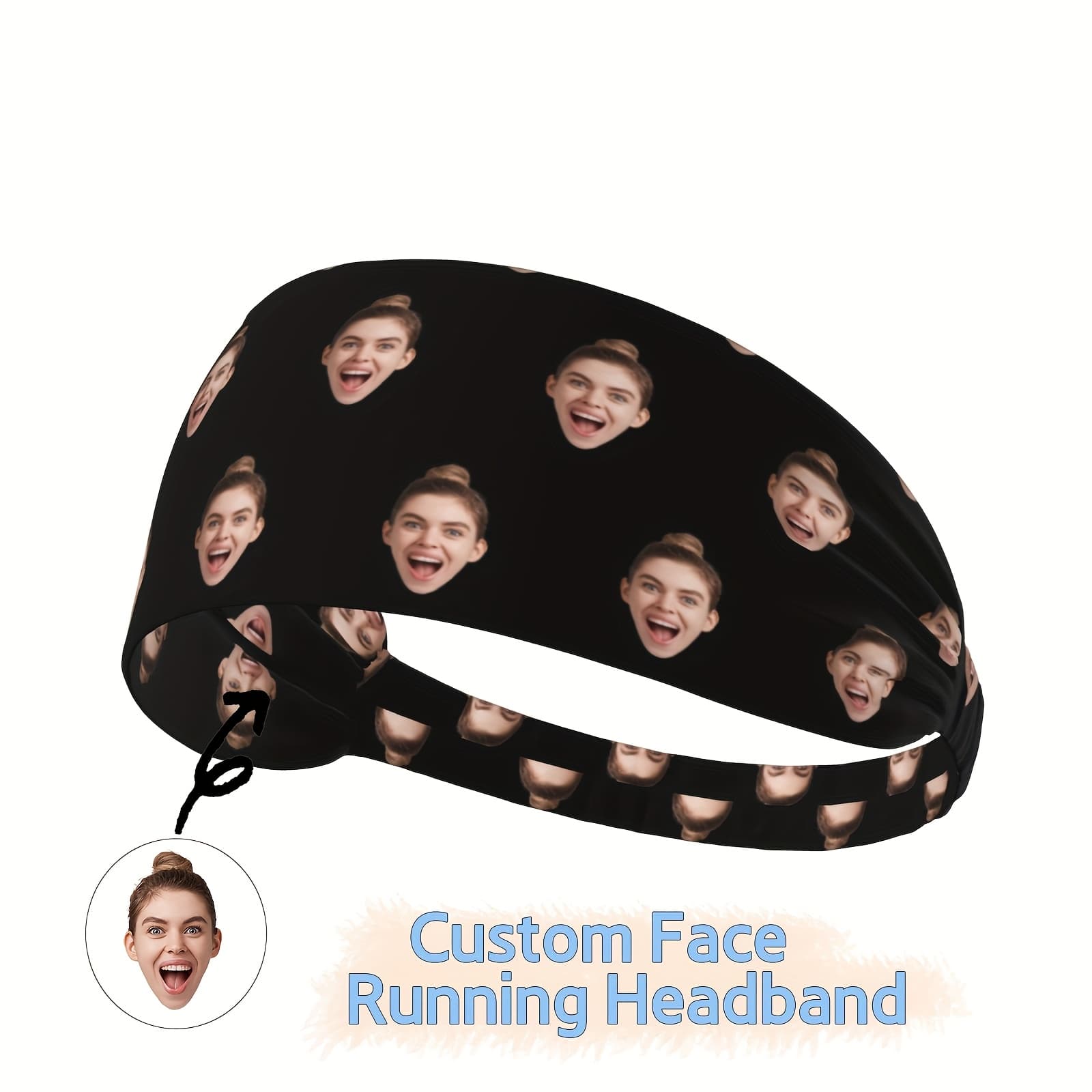 TEMU Custom Sweatproof Hairband Personalized Photo Soft Sweatband Customized Outdoor Head Sweat Band For Man Woman Football Basketball Gym Working Out