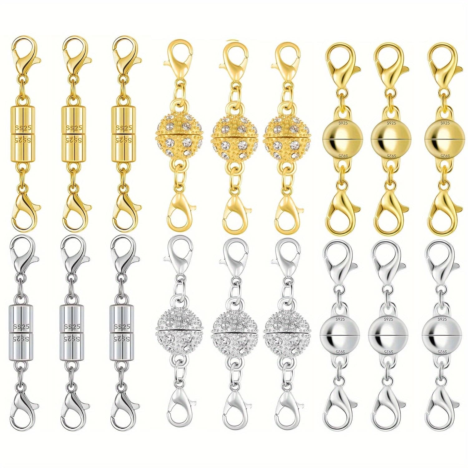 TEMU 18pcs Magnetic Necklace Clasps And Closures With Lobster Clasp, Magnetic Jewelry Extender For Necklaces Bracelets, Easy-to-use For Jewelry Closures
