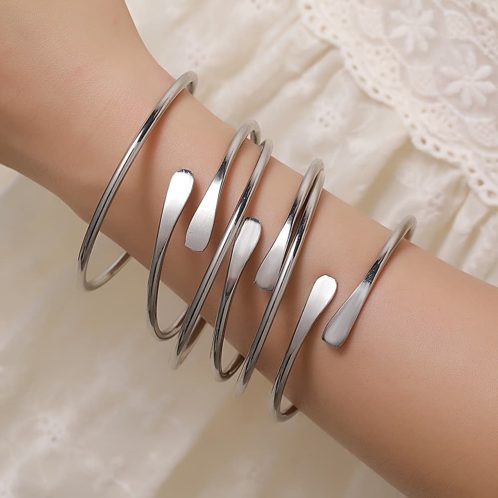 TEMU 5pcs/ Set Vintage Bohemian Adjustable Women's Bracelet Women's Alloy Laminated Bracelet Casual Attire Holiday Jewelry Gift