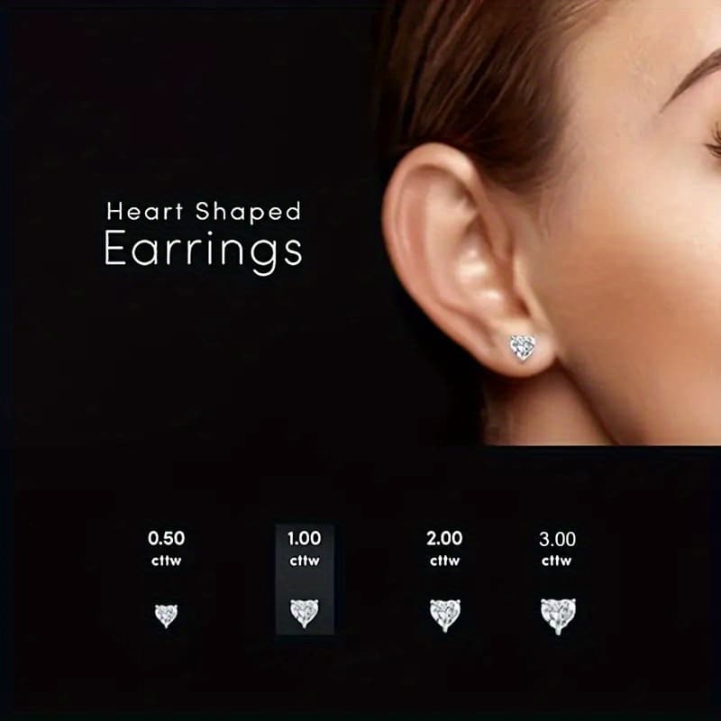 TEMU 925 Moissanite Halo Earrings Heart/square 18k Gold-plated 0.5-3.0ct 6-10mm Vvs1 Moissanite Stud Earrings For Women And Men Square/heart Stud Earrings 925 Anti-allergy Earrings, Wedding Jewelry