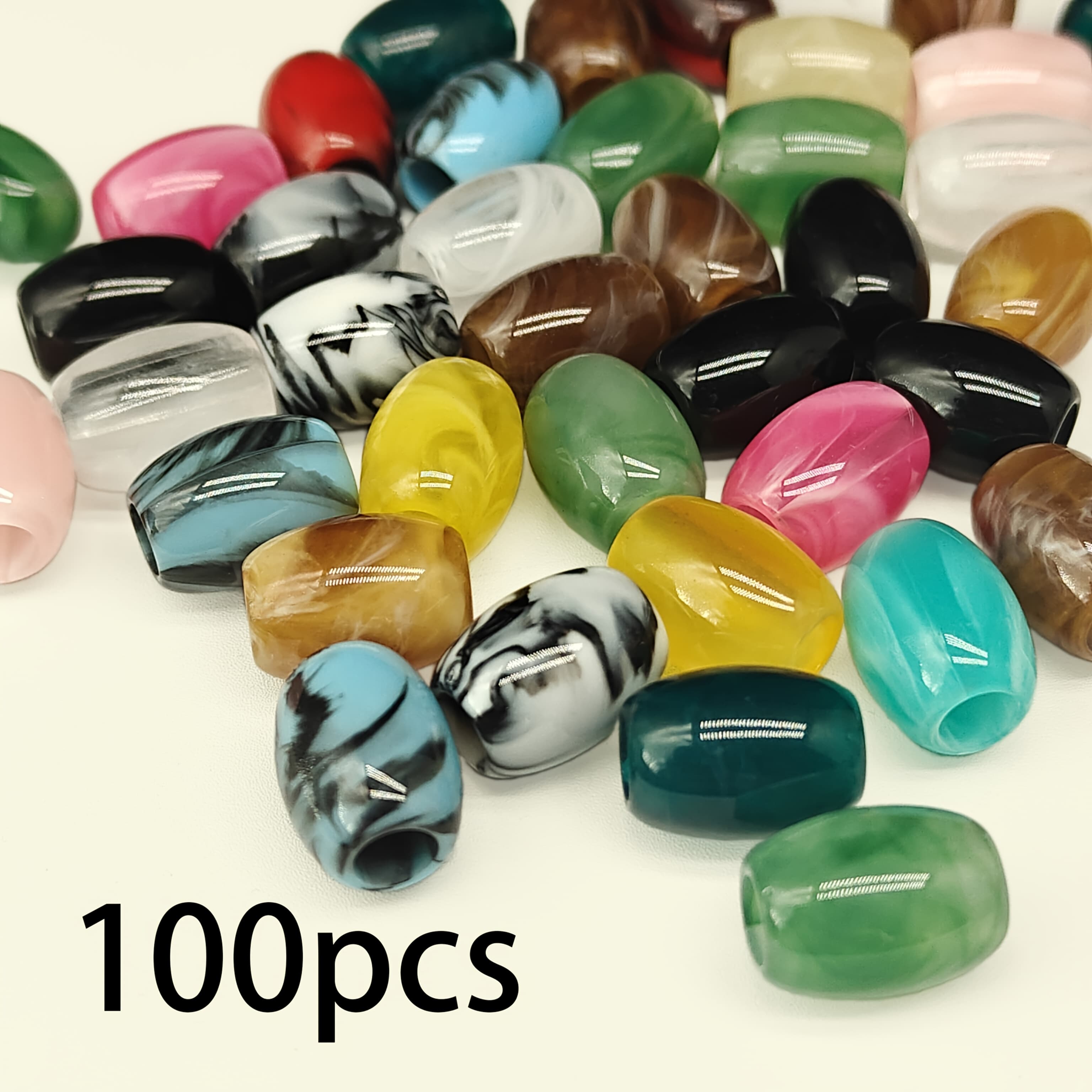 TEMU 100pcs 14×10mm Large Hole Beads, 180pcs Diy Loose Beads, Jewelry Making Supplies, Suitable For Necklaces, Bracelets, Earrings, Phone Charms, Keychains, Bag Charms, And Other Handmade Accessories