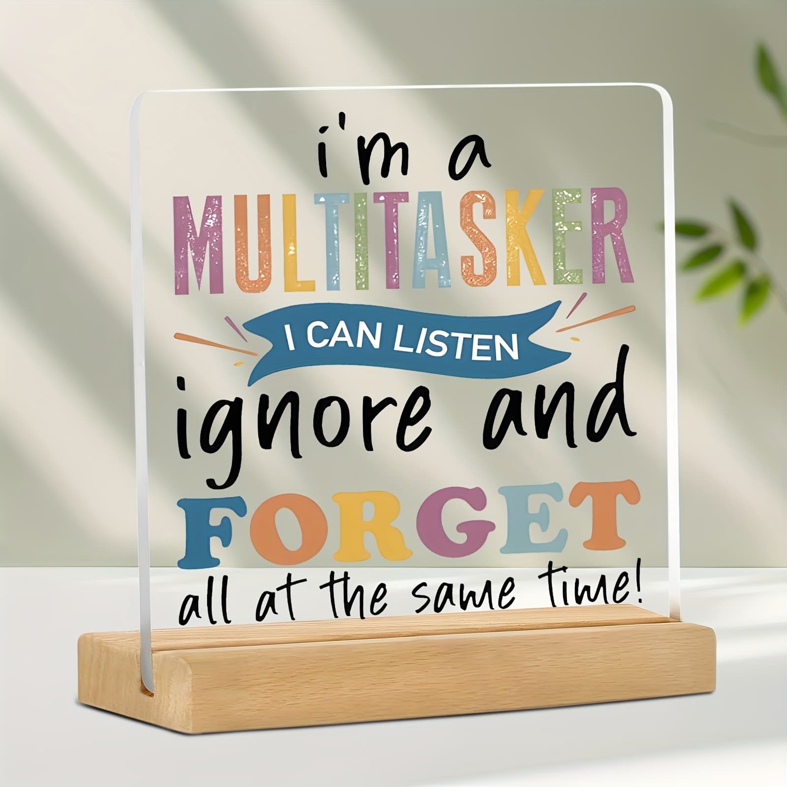 TEMU 2d Flat, 2d Flat Print Acrylic Sign, "i'm A I & " Motivational Desktop Decor For Office Desk, Colorful Farmhouse Bedroom Home Decor, No Battery Needed Acrylic Plaque, Ideal Gift For , Decorative