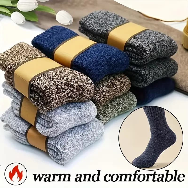 TEMU 9 Pairs Heavy Warm Socks - Thick Thermal Cold Weather Traction Suitable For Casual & Formal Wear, Machine Washable Fits All (9-pair Pack)