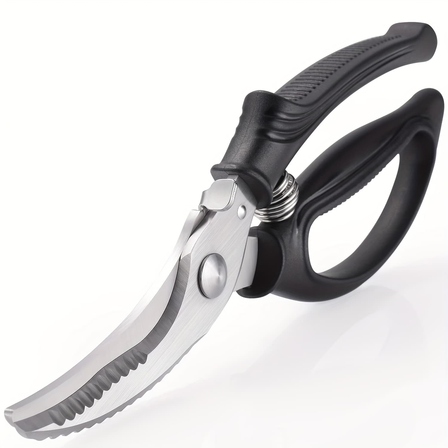 TEMU Brodark Kitchen Shears, Stainless Steel Heavy Duty Poultry Shears, Kitchenscissors For Cutting Chicken, Fish, Seafood, And Vegetables, Spring Loaded-black