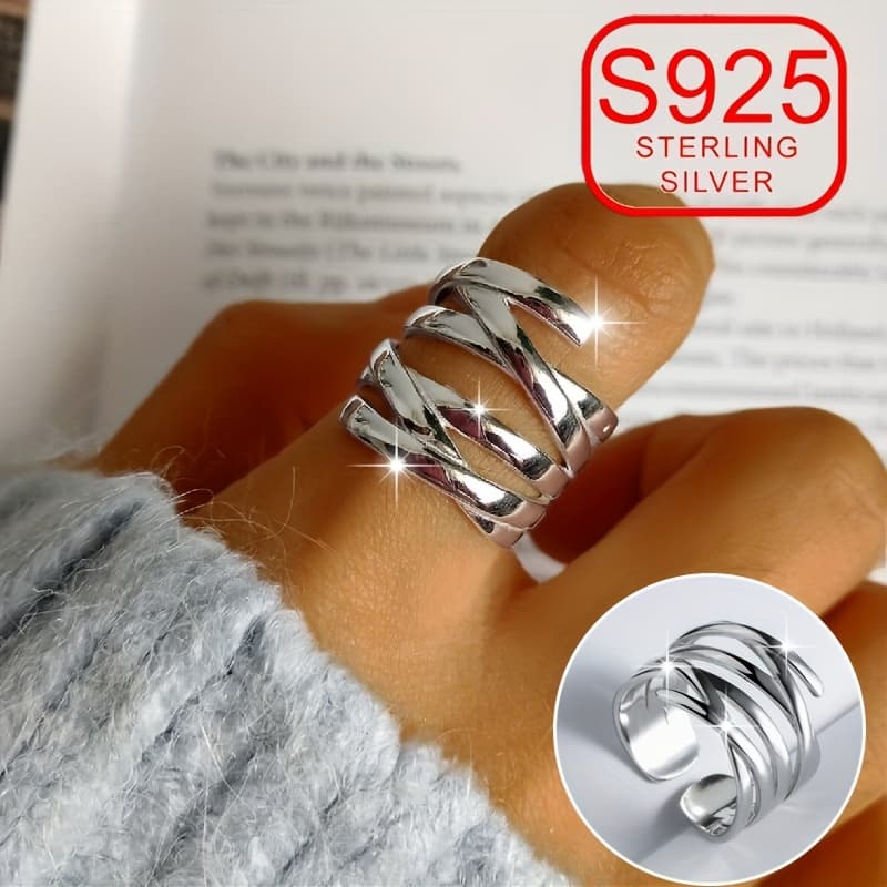 TEMU 1pc Stylish 925 Sterling Silver Designed For Women, Featuring A Geometric Cross Pattern, Hypoallergenic , Use, Weddings, Beach Holidays, Presents, And Vacation Additions