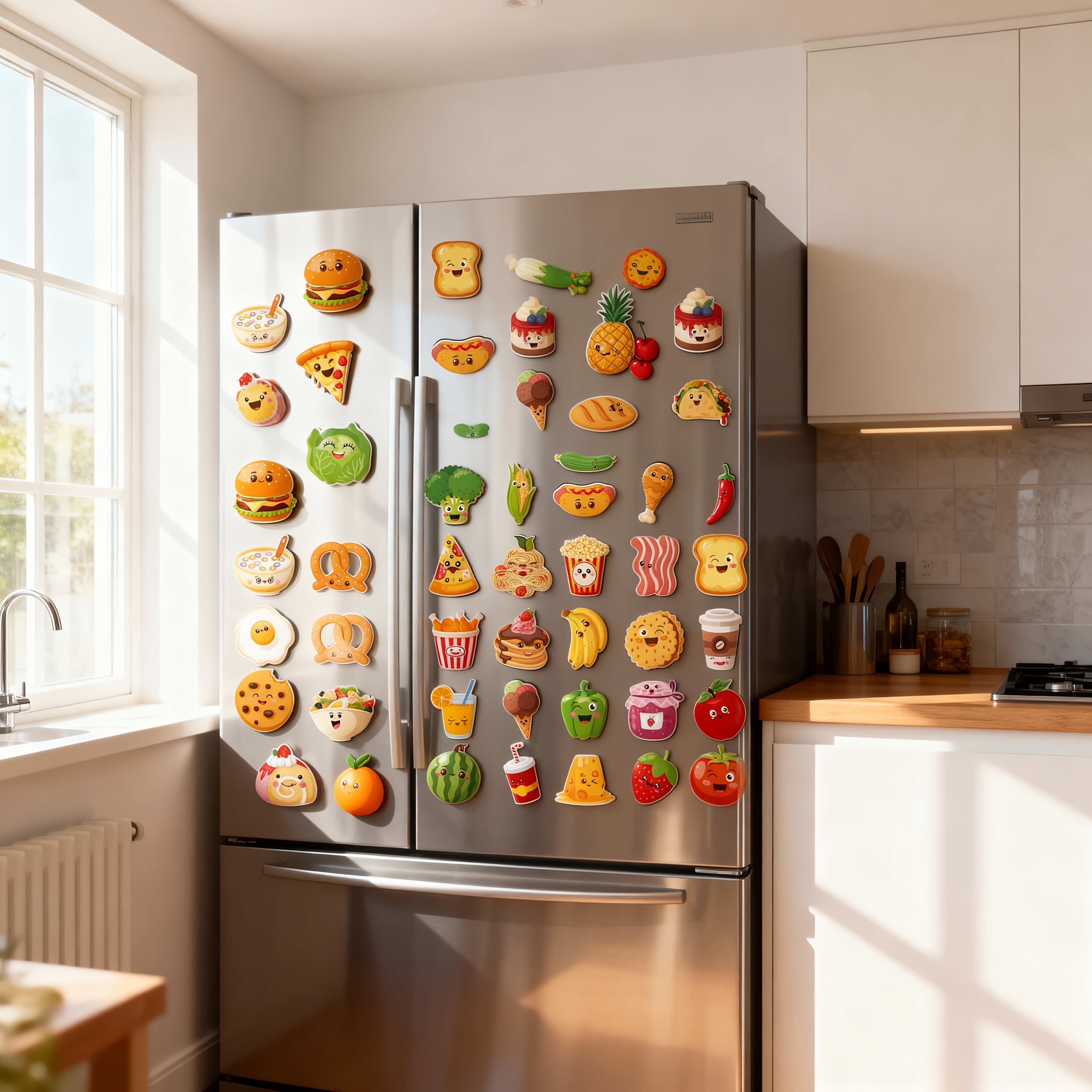TEMU 48pcs Food Fridge Magnets, Cute Magnetic Educational Gifts, Colorful Kitchen Refrigerator Magnets For , Whiteboard Magnetic Stickers For Photos, Notes, , Shopping