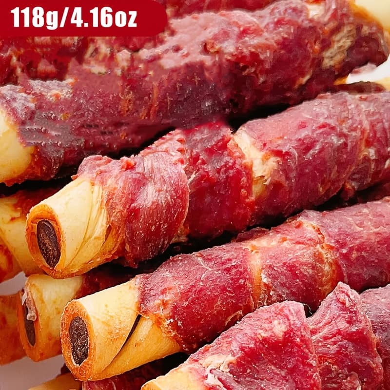 TEMU Chew Sticks For Dogs Made With Duck Meat Wrapped In Beefhide, Designed For Strong Chewing. Multi-layered Treats Are Compressed For Durability And Provide A Thick, Texture