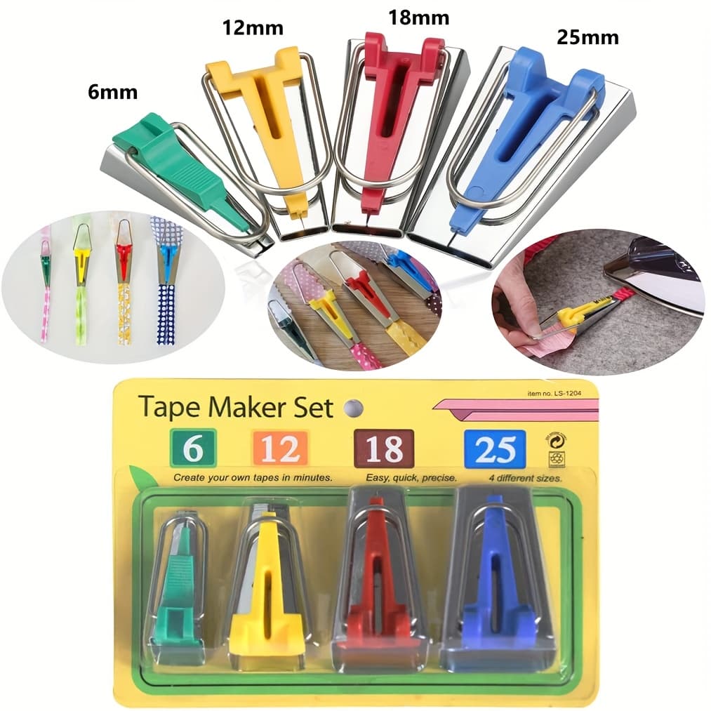 TEMU 4pcs/set Fabric Bias Tape Maker Set Sewing Quilting Tools, Overlocking , Quilting Sewing Additions For Craft Binding Tool