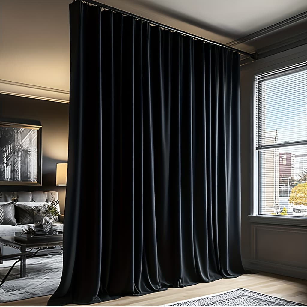 TEMU Room Divider Curtains Blackout Ceiling Track Curtains With Hook, Rod Pocket Floor Curtains Perfect For Ceiling Mount, Wall Divider For Room Separation