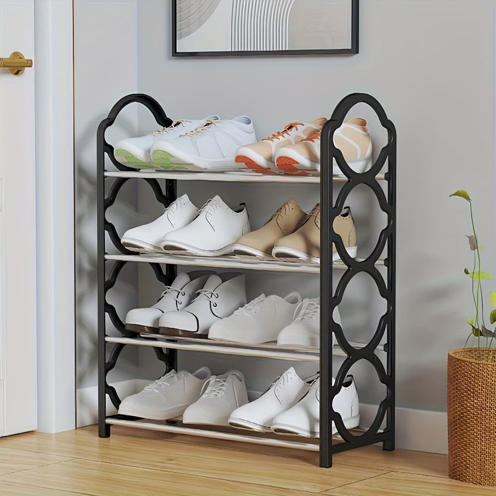 TEMU 1pc Of 4-tier Foyer Furniture Shoe Rack, Stackable Shoe Storage Rack, And Space Saving Design Shoe Rack Cabinet, Floor Type Freestanding Shoe Cabinet, Suitable For Porch, Entrance,