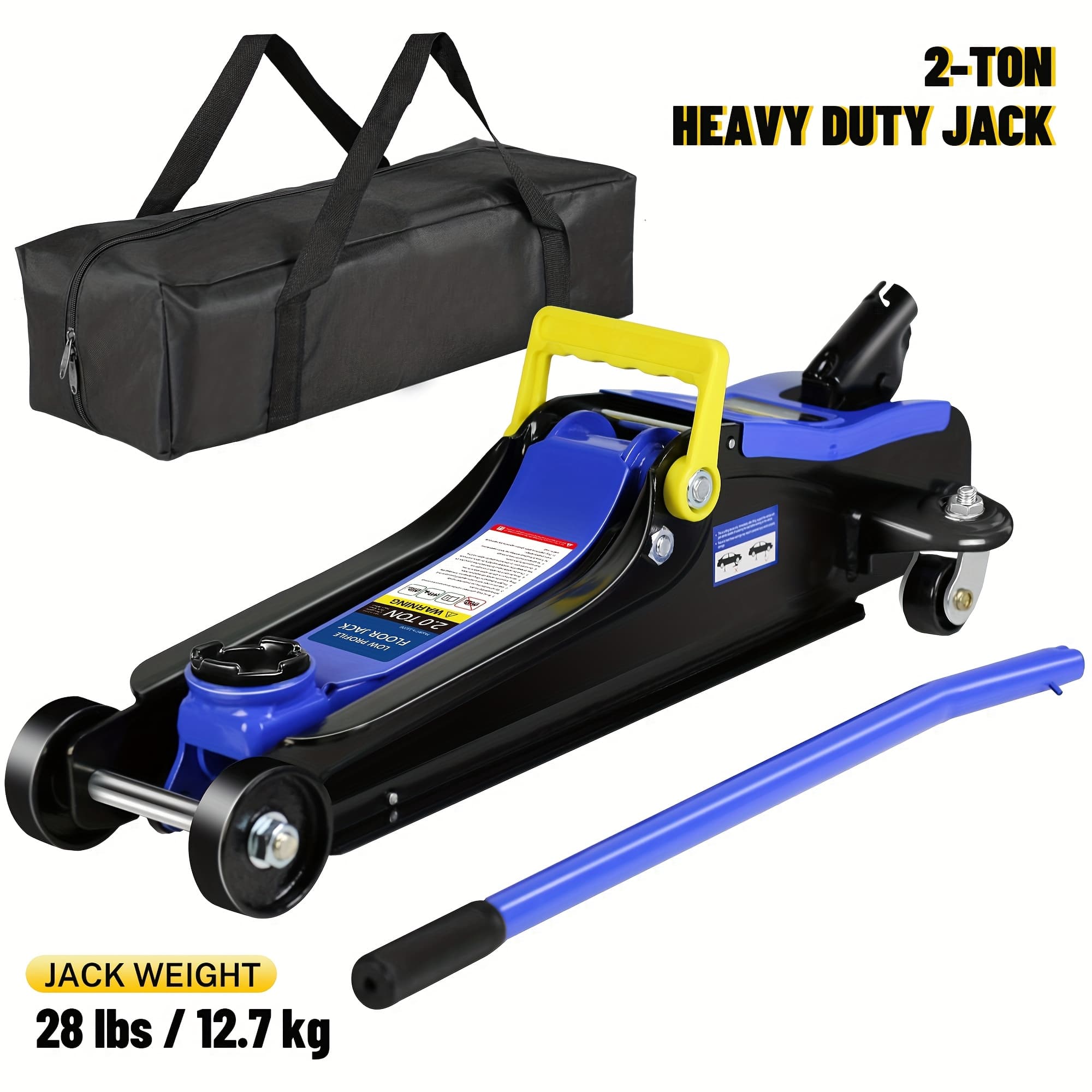 TEMU Low Profile Floor Jack, 3t Jack Stand Tire Repair Kit Heavy Duty Steel Racing Floor Jack With Single Piston Pump, Tire Repair Wheel Chock