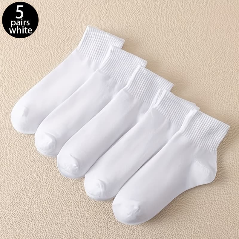 TEMU 5 Pairs Of Easy Solid Color Socks, Comfortable And Breathable All-match Socks, Men's And Women's Socks And Sports Casual Short Socks