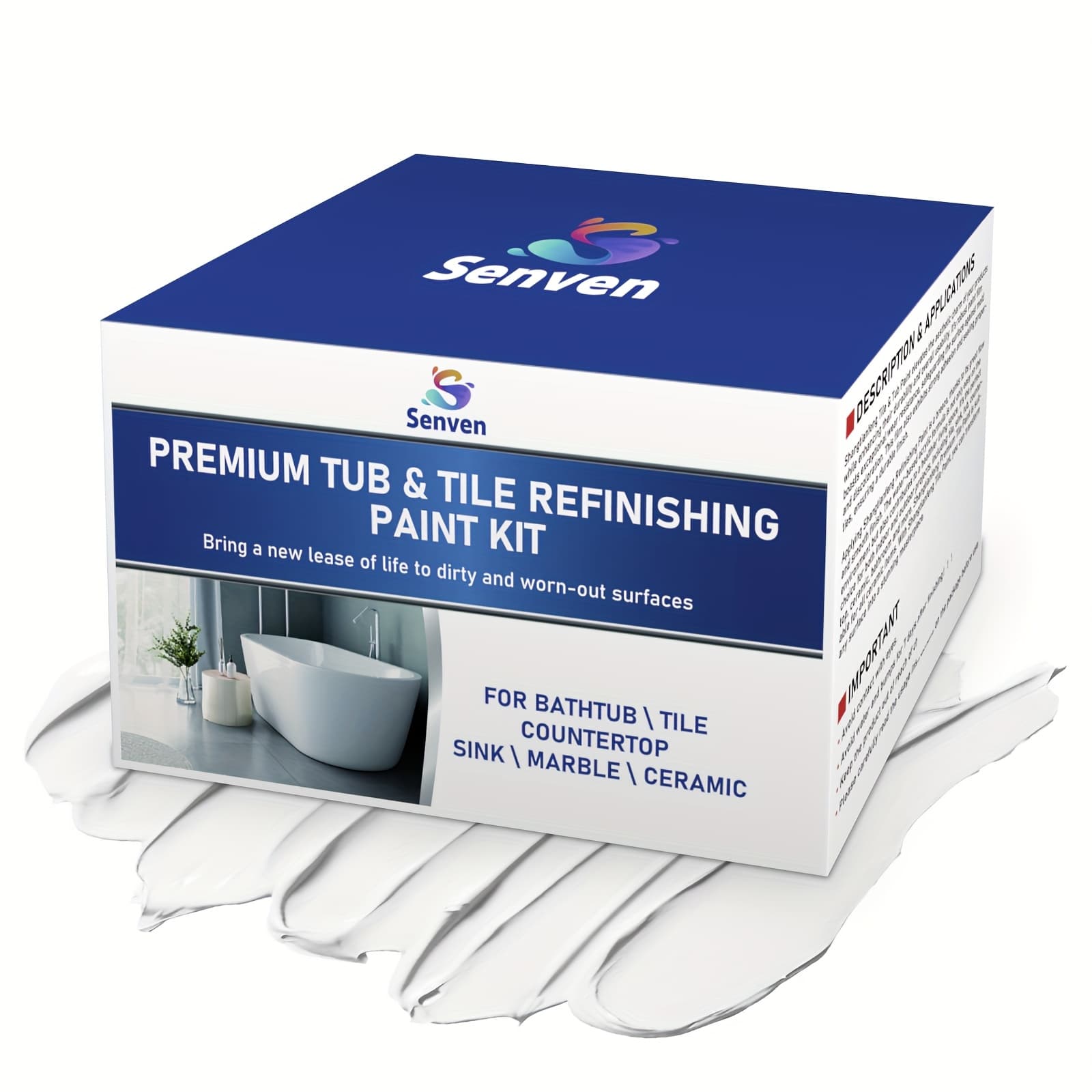TEMU Senven Tub And Tile Refinishing Kit Tile Paint, , High Gloss, White Paint For Tiles Ceramic Porcelain Bathtub Sinks Toilets Bathroom Walls, Water Based, White, Black, Grey
