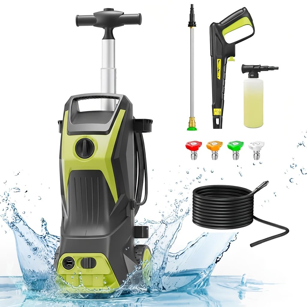 TEMU 2026 Upgraded Electric Pressure Washer 4800psi 3.3gpm Power Washer High Pressure With 4 Nozzles, Inlet Hose And Filter, And Foam Cannon For Cars/fences/patios/garden/home Cleaning