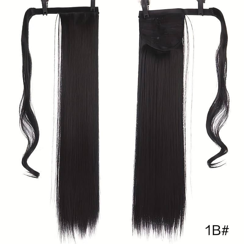 TEMU Long Straight Ponytail Wig Heat-resistant Synthetic Fiber Wig For Women Easy And Soft Suitable For Daily Wear