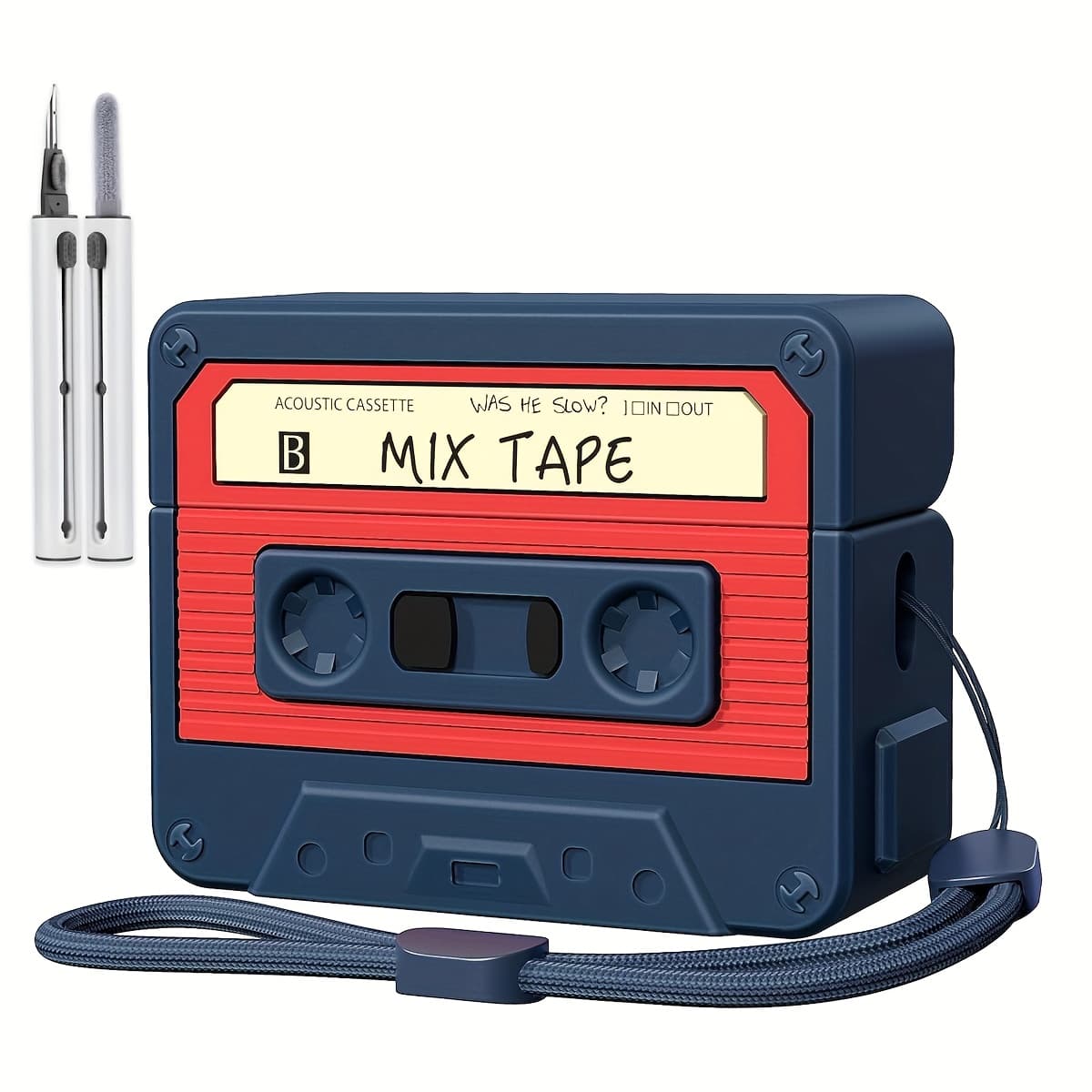 TEMU Case For , Cassette Tape Silicone Shock-absorbing Protective Cover, For Cover With Cleaner Kit, For With Lanyard