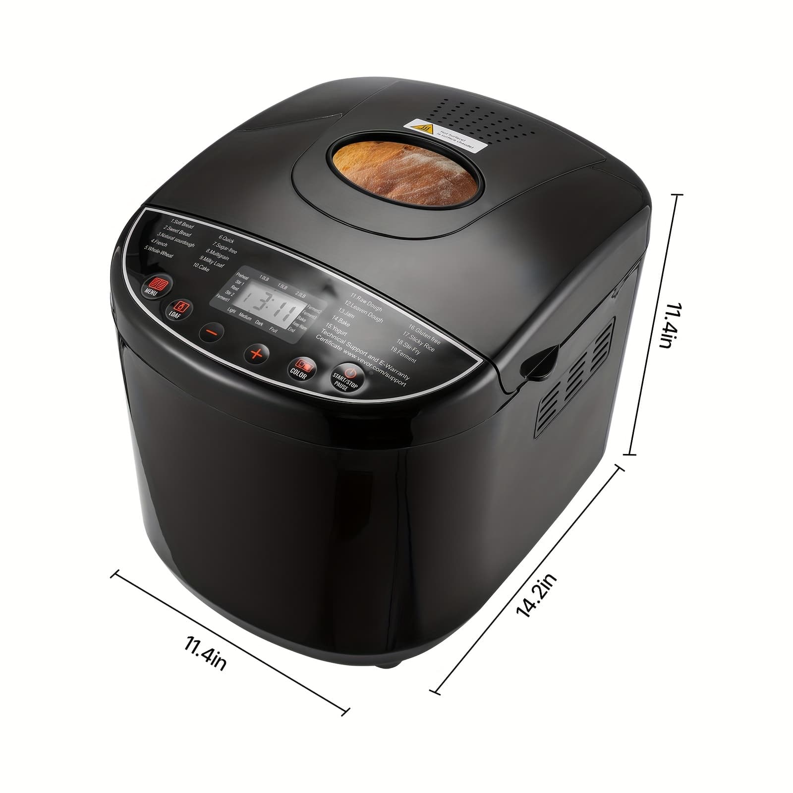 TEMU Happybuy Bread Maker, 19-in-1 2lb Dough Machine, Nonstick Ceramic Pan Automatic Breadmaker With Gluten Free Setting, Whole Wheat Bread Making, Digital, Programmable, 3 Loaf Sizes, 3 Crust Colors