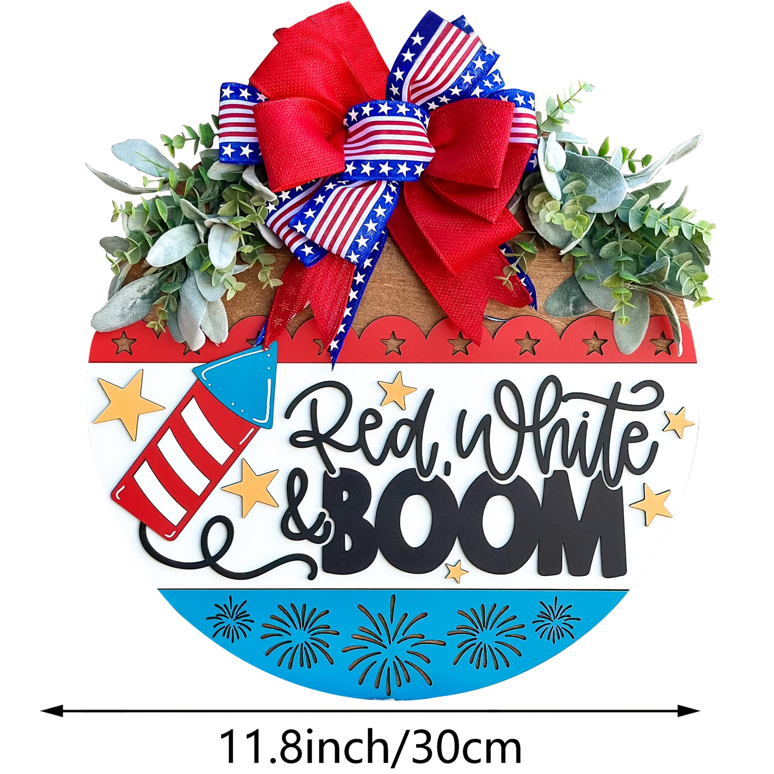 TEMU Welcome Wreath, Patriotic Door Wreath, For Porch Decor Hanging Gift For Farmhouse Home Bar Outdoor Indoor, Wreath Room Decor, Home Decor, Decoration, Wreath Decor, Decorative Wreath