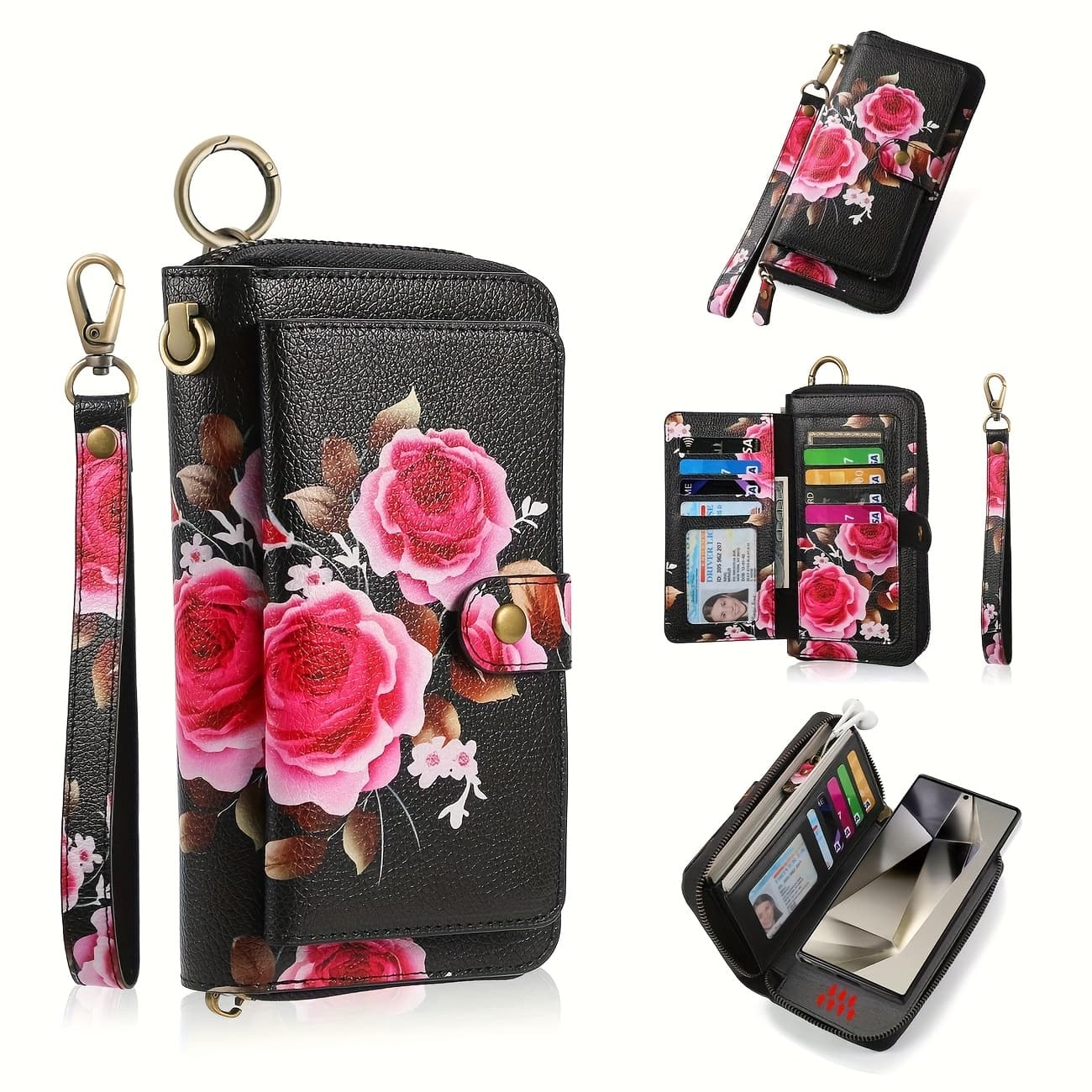 TEMU Pattern Long Wallet Clutch Bag - Spacious Interior, Multiple Card Slots, Phone Compartment, Coin Purse, And Zipper Closure - Fashionable, Large Capacity, And Stylish Accessory For Women
