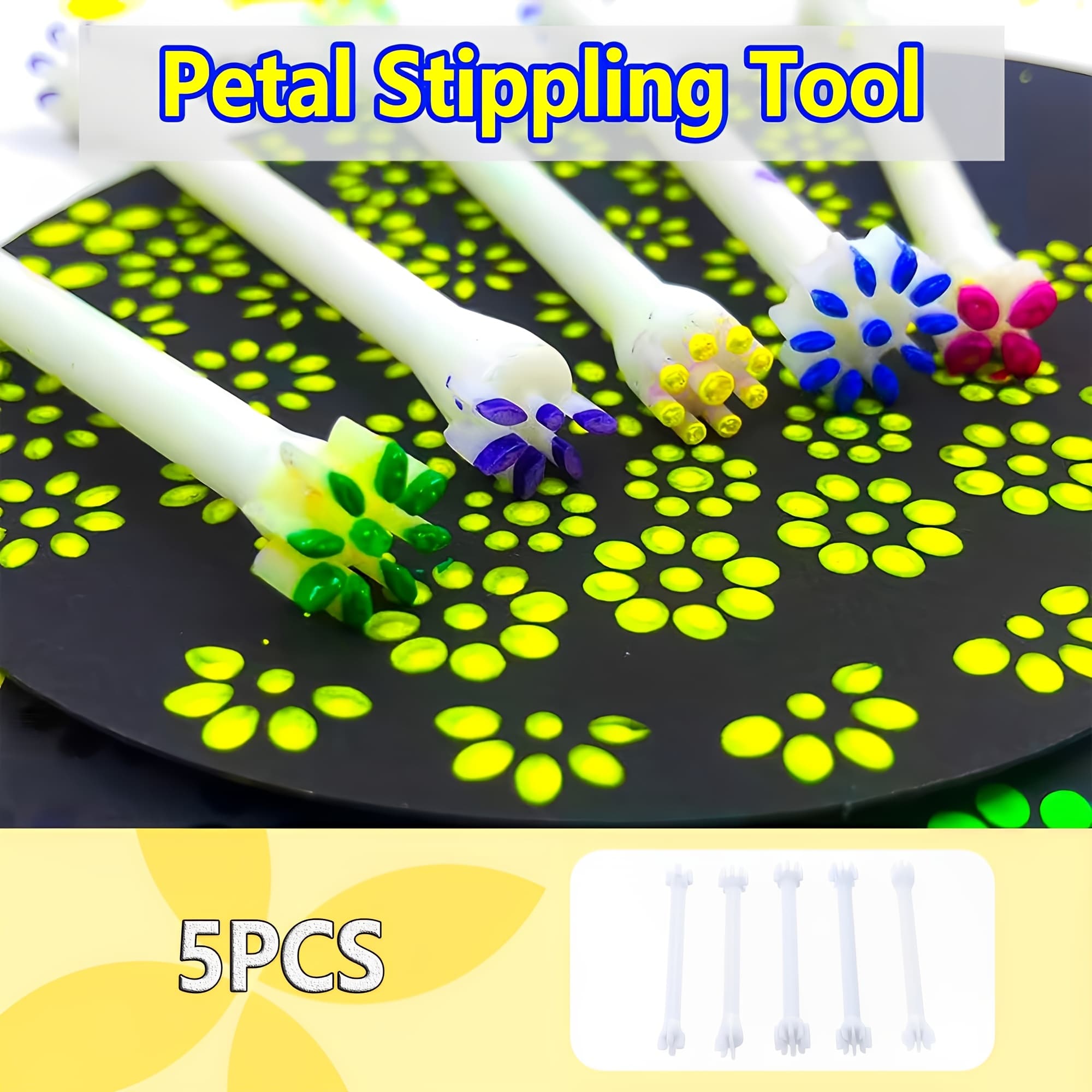 TEMU 5pcs Shaped Dual-end Mandala Dot Brushes For Rock Painting, Embossing, Clay & Diy Crafts