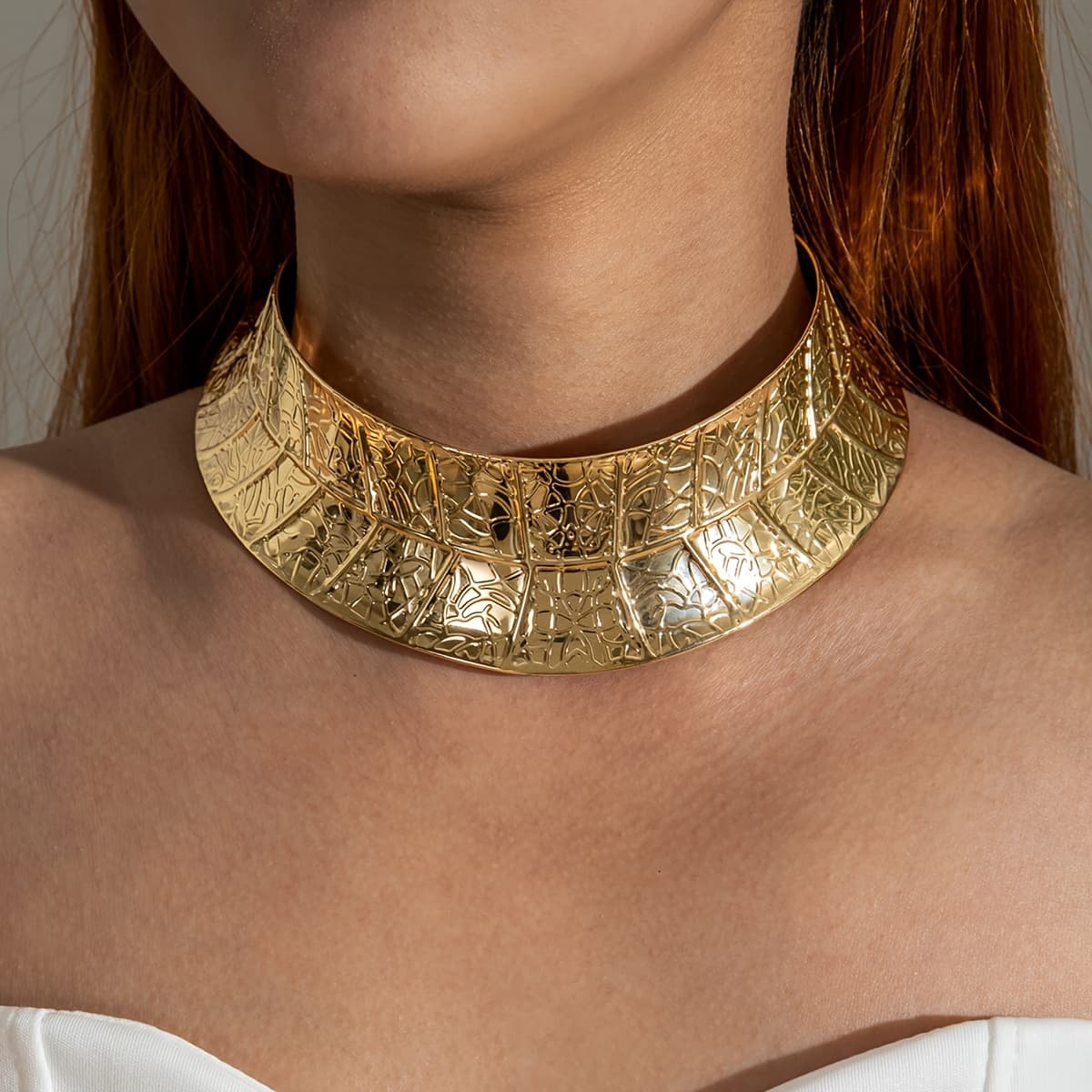 TEMU 1pc Fashionable And Embossed Textured Leaf Open Choker, Suitable For Women's Prom Parties And , A Gift For