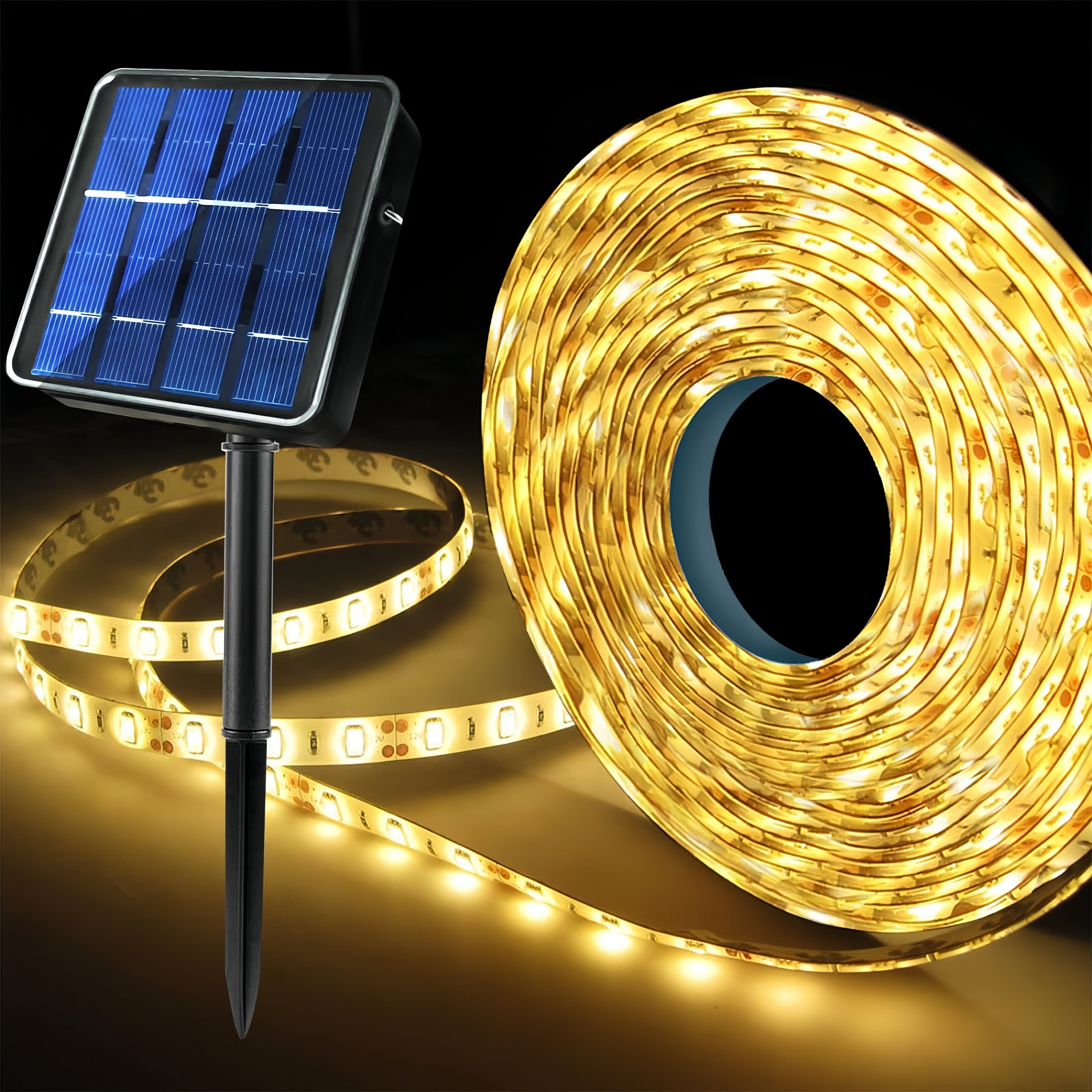 TEMU 1 Roll 300 Led/16. 4ft Solar Strip Lights Remote, Outdoor Light Strip, 8 Lighting Mode, Auto Light Strips For Christmas Gazebo Canopy Pool Stairs Porch Coop