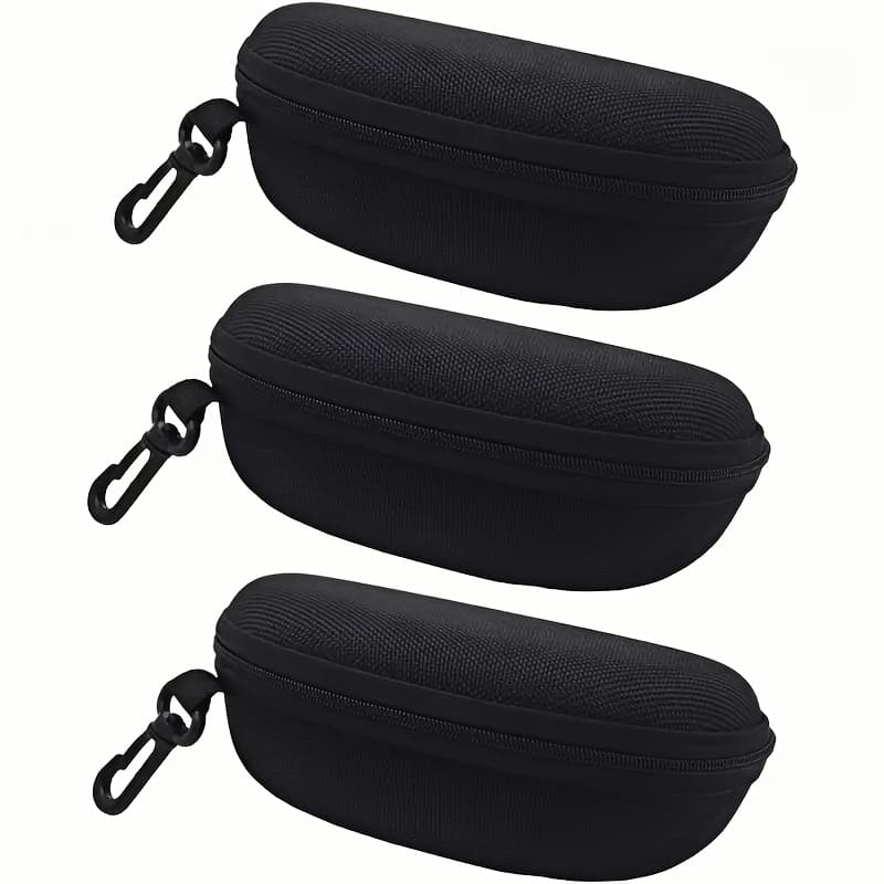 TEMU Fashionably Simple Polyester Fiber Eyeglass Case/ With A Zipper And Snap Fastener/black Eva Eyeglass Case/suitable For Men And Women/fashion Accessory Storage Box-ideal Gift